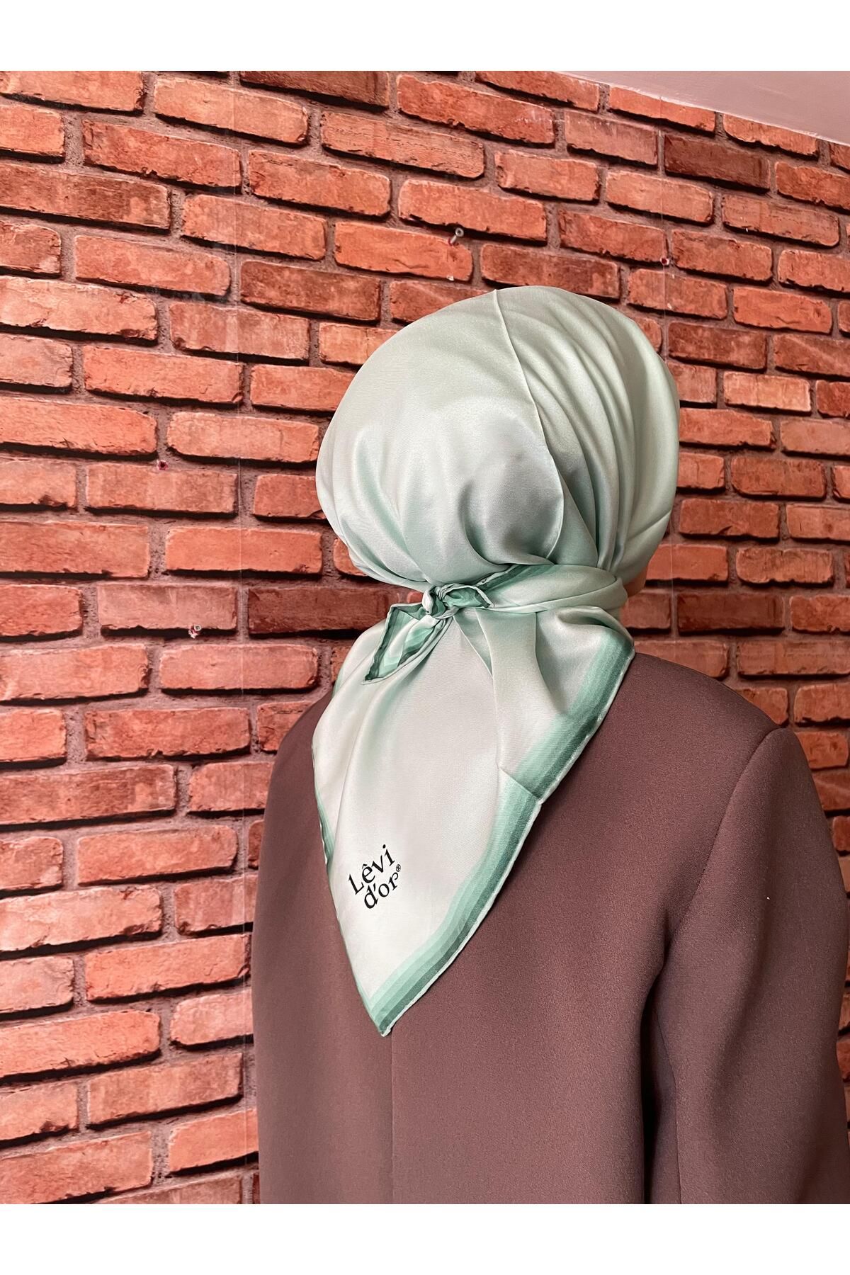 Levidor su yeşili twill ipek eşarp