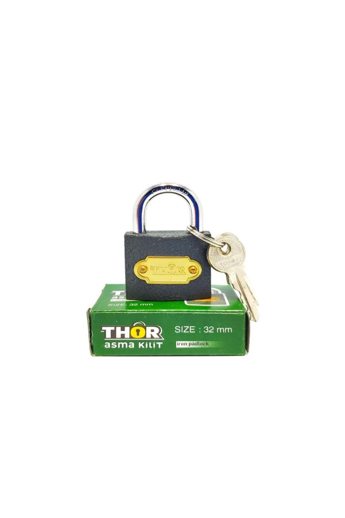 KANDİLLER THOR ASMA KİLİT GRİ KISA 32mm ASMA KİLİT ÇİFT TARAFTAN KİLİTLEMELİ