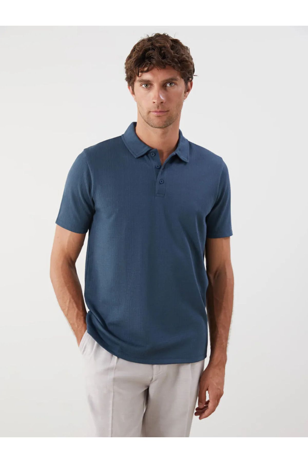 LC Waikiki SOUTHBLUE Petrol Polo Yaka Penye Erkek Tişört