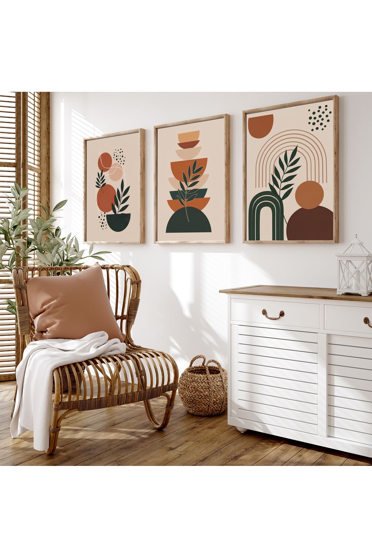 sames decoration Modern minimalist bohem sanatı - 3'lü tablo