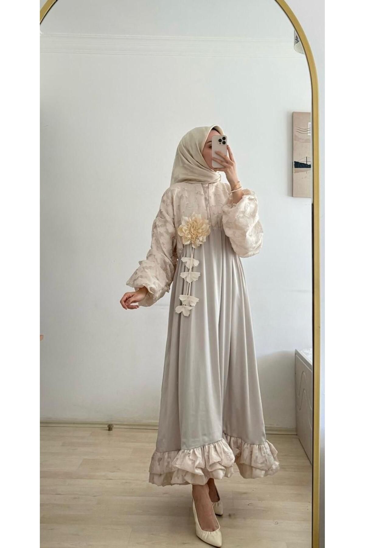 RSTM butik fırfırlı saten kumaş özel günler için abiye elbise