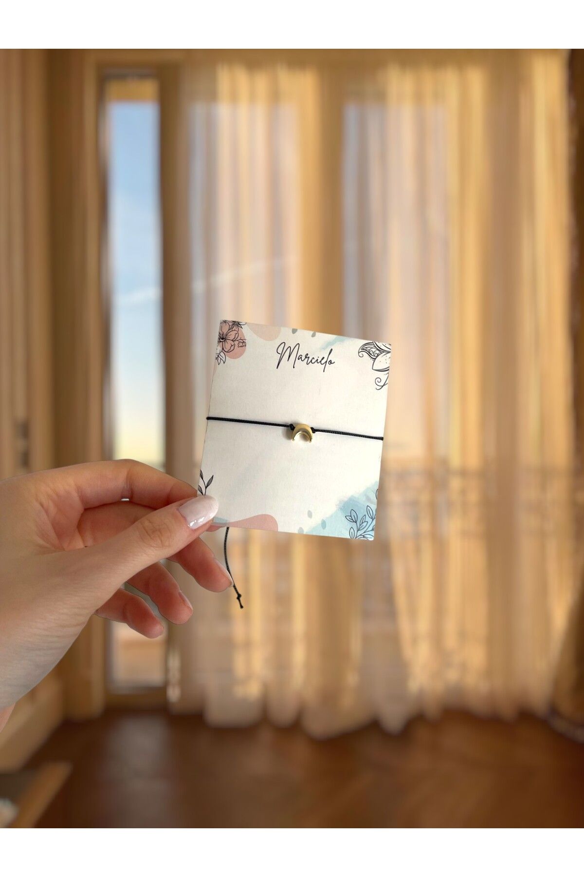 MARCİELO Accessories Altın Renk Kalp Figürlü Siyah İpli Minimal Bileklik – Ayarlanabilir, El Yapımı