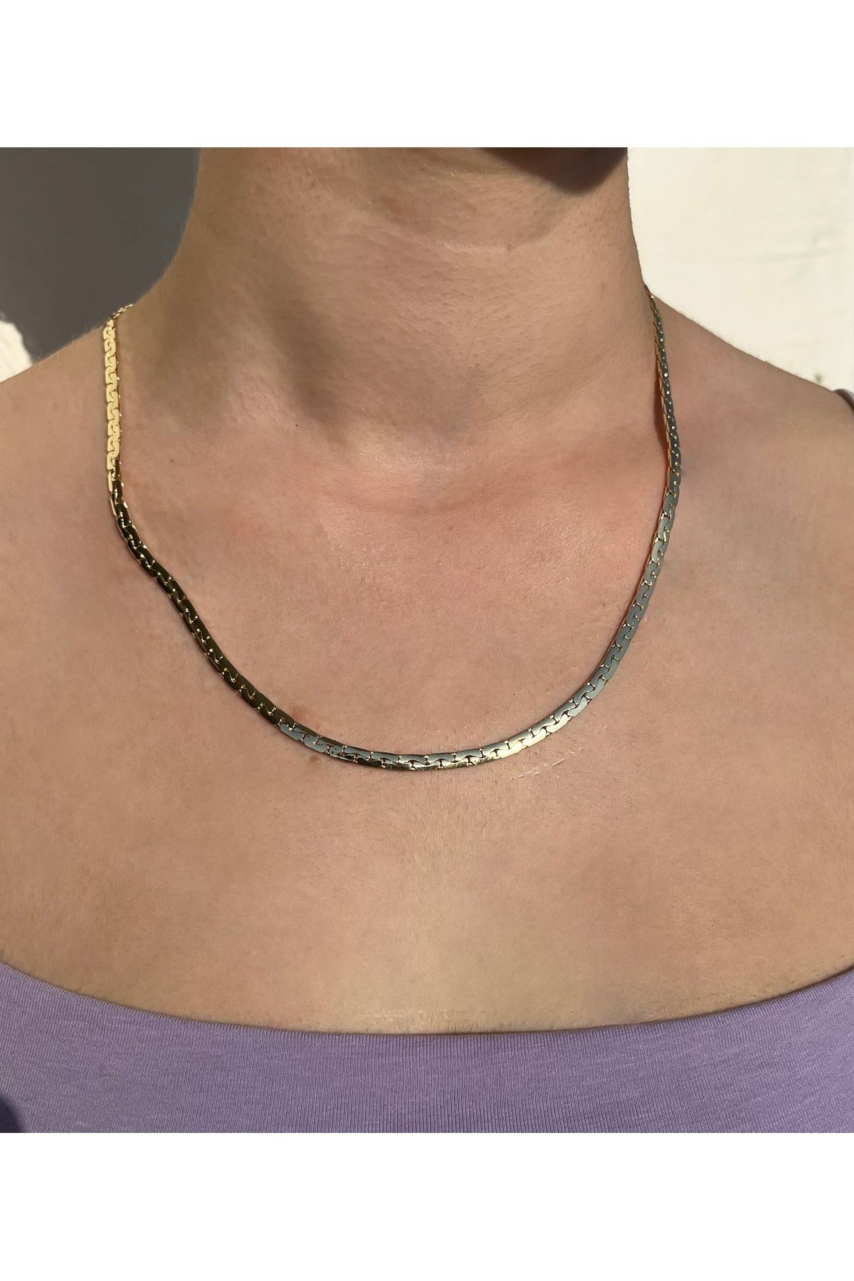 B&E SHİNE JEWERLY Kararmaz Çelik Kalın Zincir Kolye