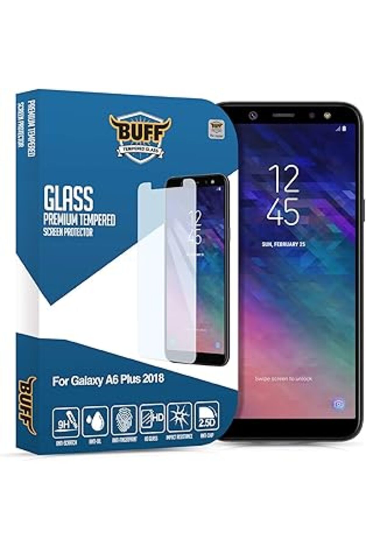 Qedii Buff Galaxy A6 Plus 2018 Glass Ekran Koruyucu