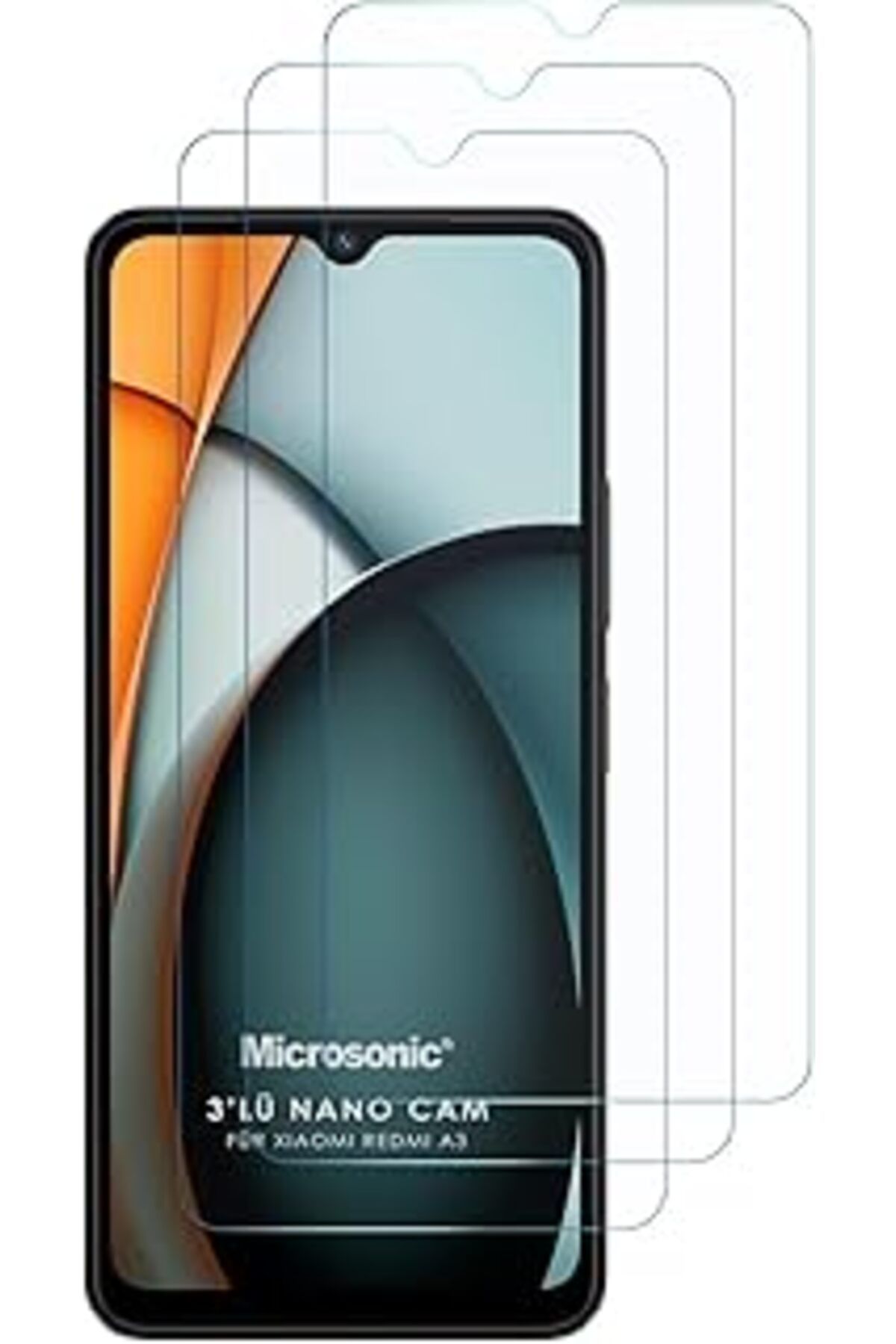 Qedii Microsonic Xiaomi Redmi A3 Screen Protector Nano Glass Cam Ekran Koruyucu (3`Lü Paket) [Redmi A3 Il