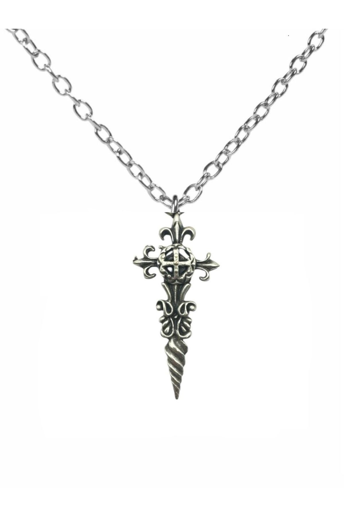 Herşey Nota Alchemy of England Santiago Haç Figürlü Unisex Kolye – 60 cm Zincirli, Tarih ve Gizem Sembolü