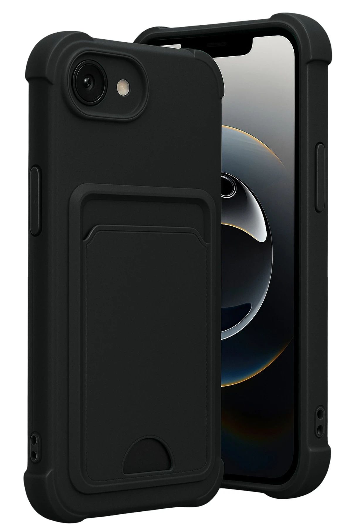 cepmoda iPhonE 16E Uyumlu Telefon Kılıfı | Kartlıklı, Slim Yumuşak ince Silikon Kapak | SİYAH