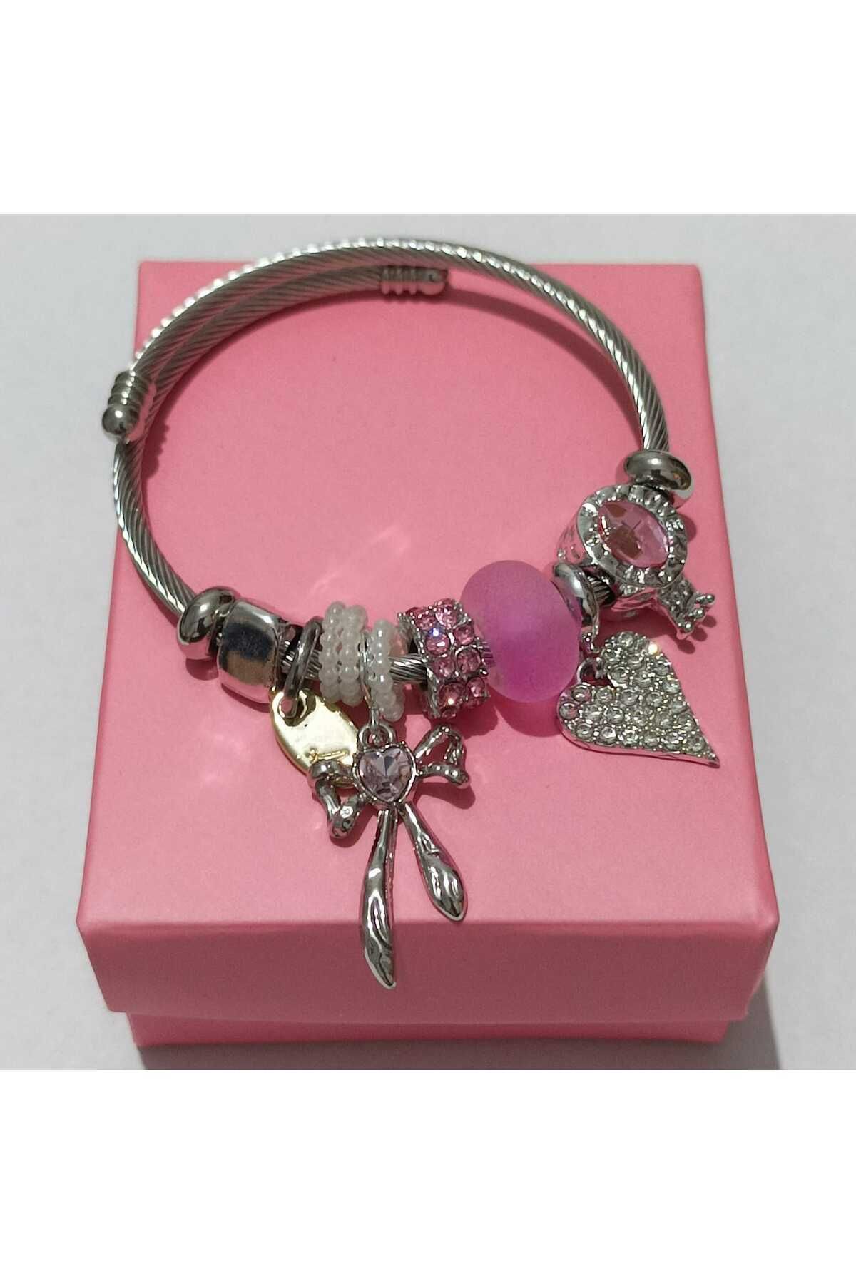 HEDİYEBOHÇAM Çelik Midye Yıldız Charm Bileklik Silver