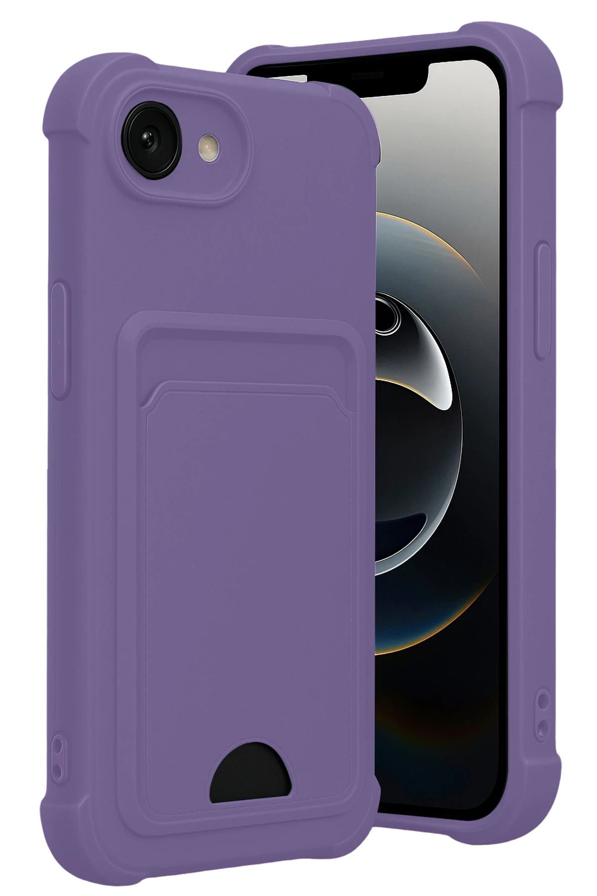 cepmoda iPhonE 16E Uyumlu Telefon Kılıfı | Kartlıklı, Slim Yumuşak ince Silikon Kapak | LİLA