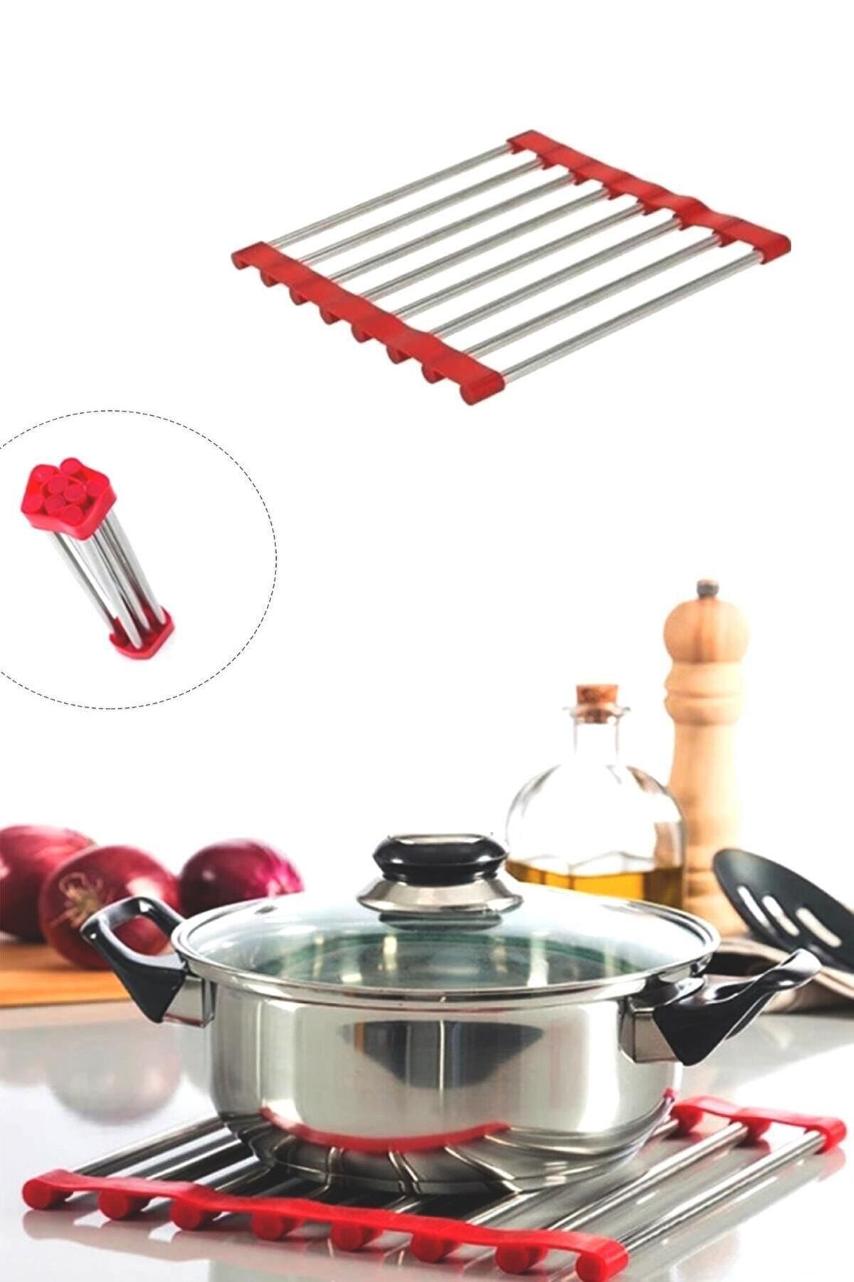 DEPPOSITE Katlanabilir Silikon Metal Tencere Tava Altlığı Metal Nihale
