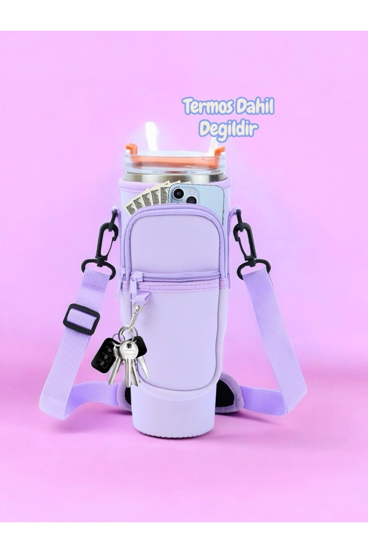 Stanley Quencher ve Tüm Pipetli Termoslarla Uyumlu Termos Kılıfı Çanta Ve Omuz Askısı