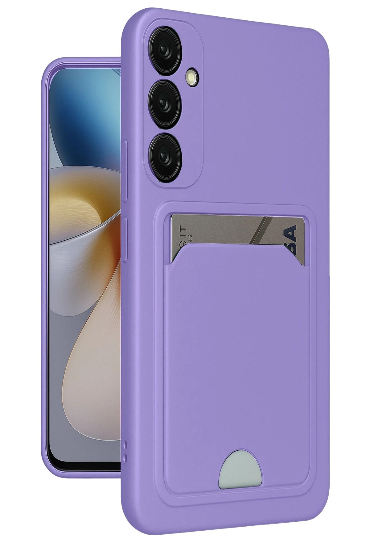NewFace Samsung Galaxy A36 Kılıf Kelvin Kartvizitli Silikon - Lila DSDRN