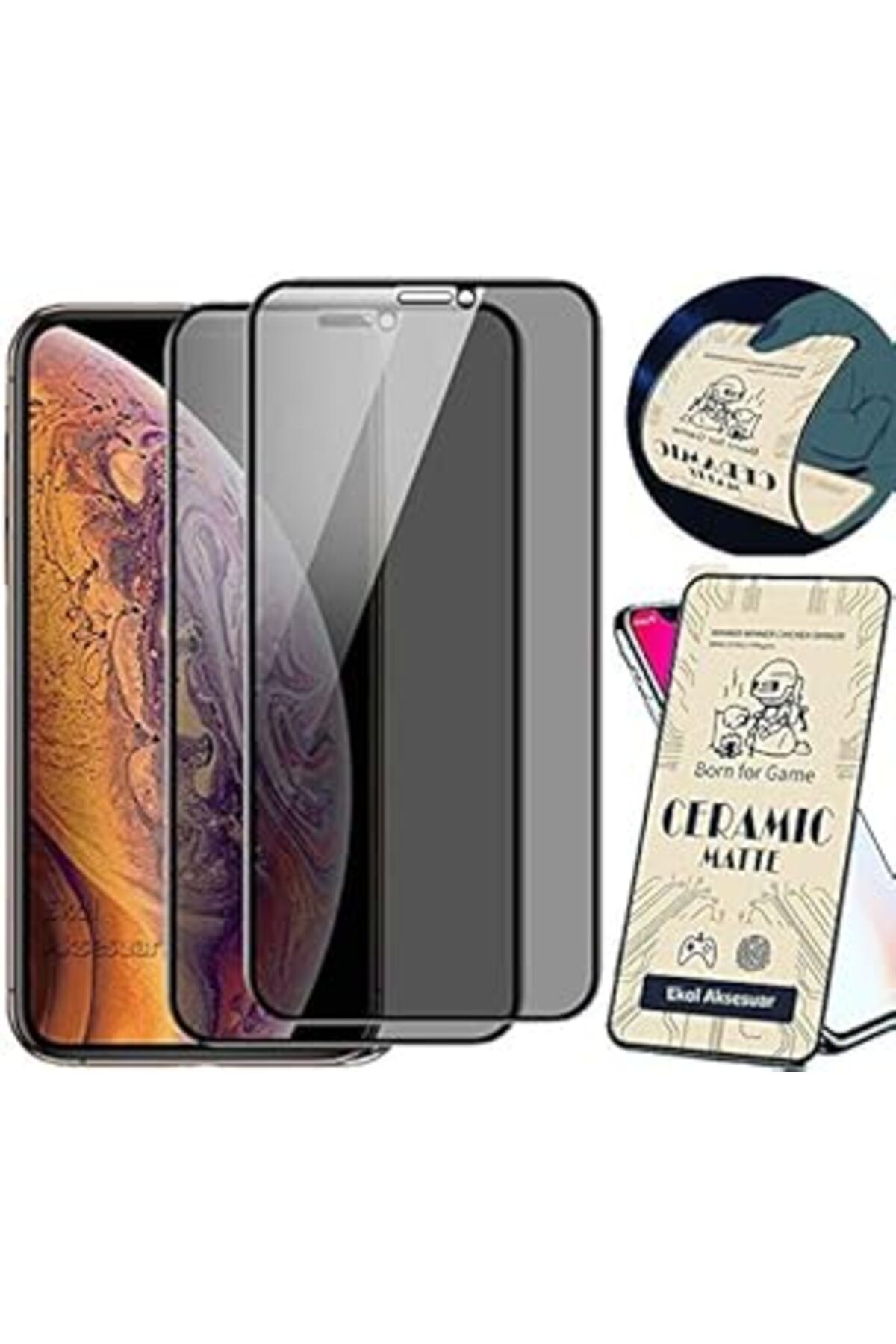 Qedii Zore Apple Iphone 11/Xr Mat Seramik Nano 9D Ekran Tam Kaplayan Kavisli Kırılmaz Cam İnce Ekran Koru