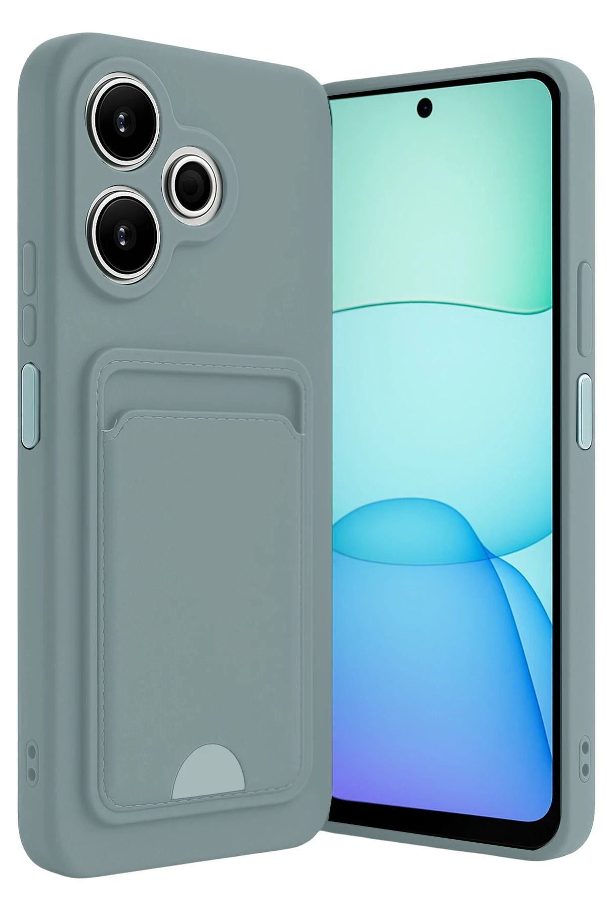 cepmoda Xiaomi Redmi 13 (4G) | Kartlıklı Slim Telefon Kılıfı - Yumuşak iNce Silikon Kapak | AÇIK YEŞİL