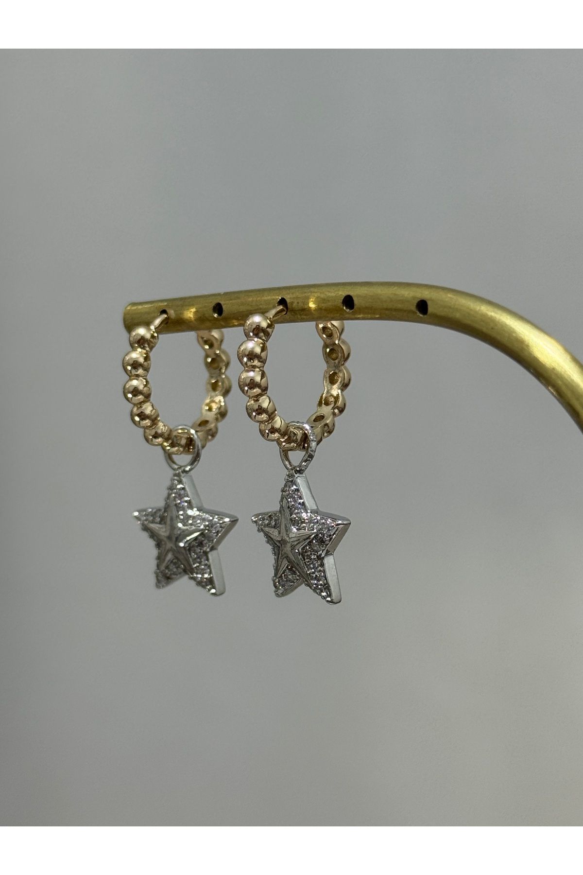 XUPING JEWELRY 316L yıldız detaylı taşlı çelik küpe paslanmaz kararmaz