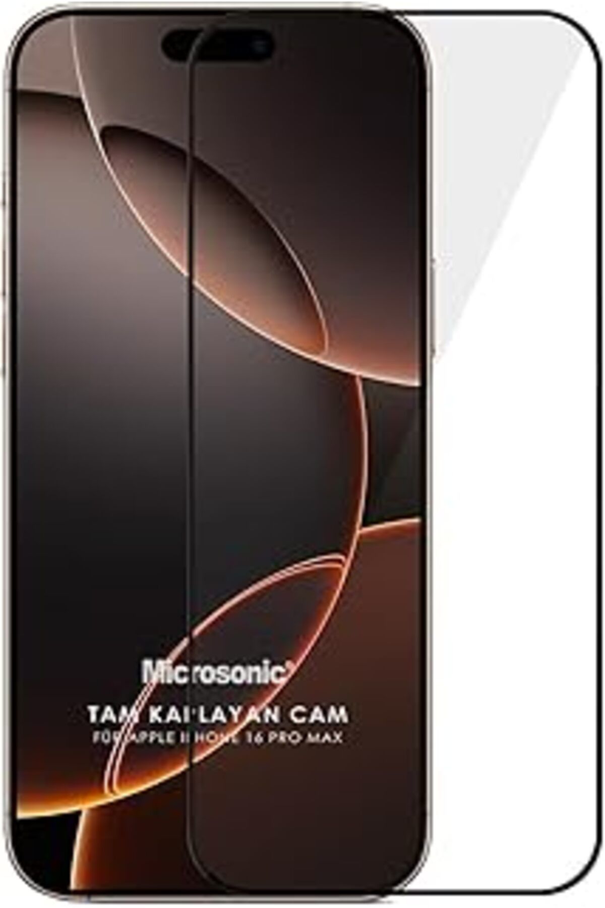 Qedii Microsonic Apple Iphone 16 Pro Max Tam Kaplayan Temperli Cam Ekran Koruyucu Siyah