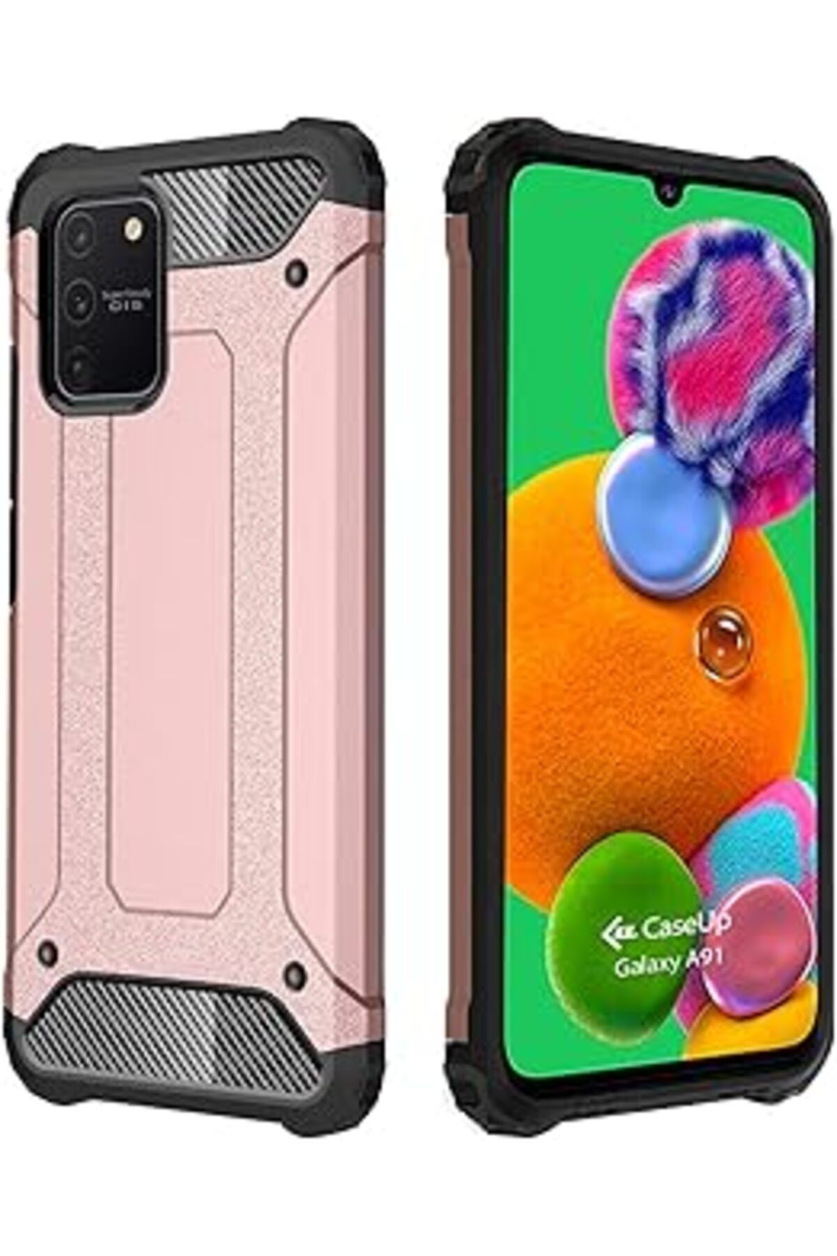 Pazarcan Caseup Samsung Galaxy A91 Uyumlu Kılıf, Caseup Tank Rose Gold