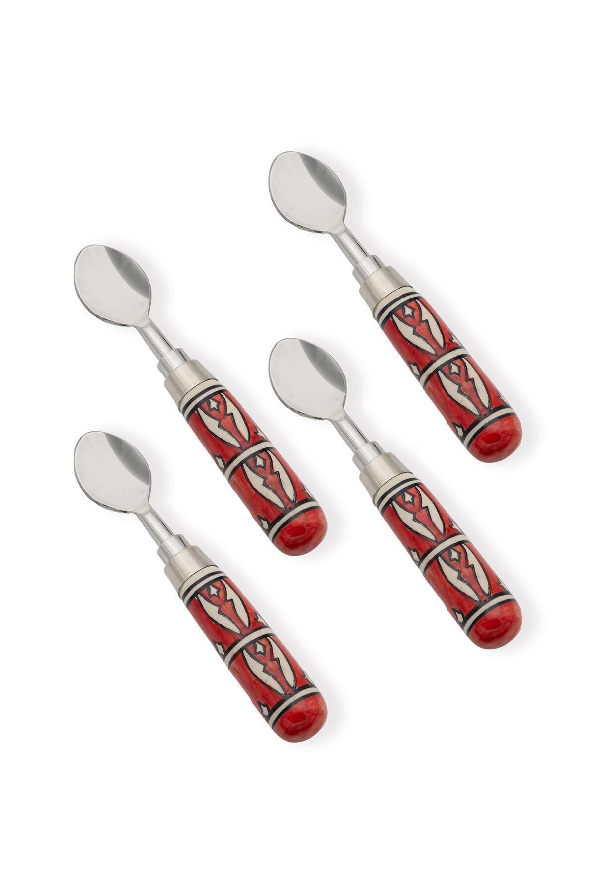 GUNES ZUCCACIYE Corallo Dondurma Kaşığı 4 Lü Set Kırmızı