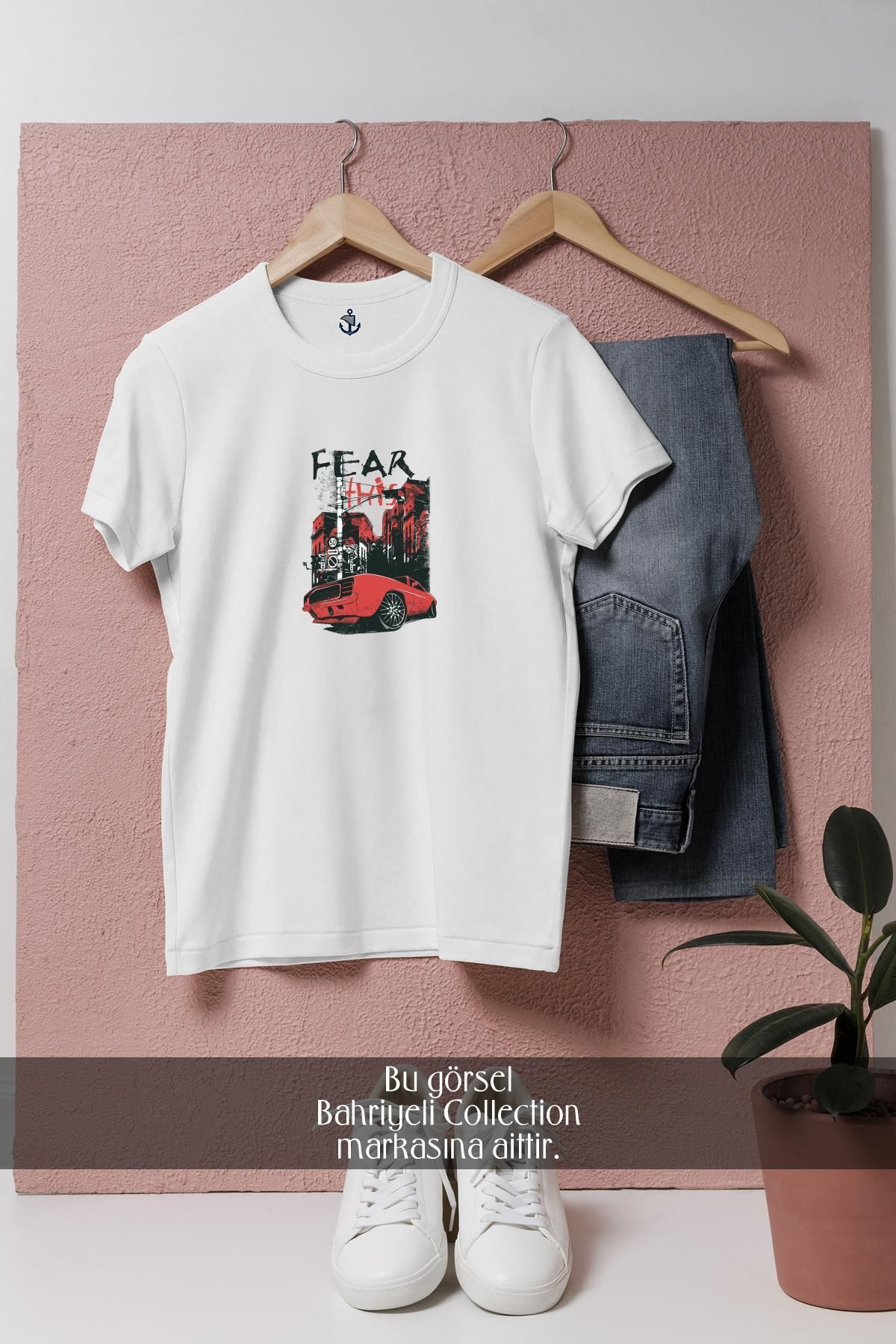 Bahriyeli Collection Oversize Cars City Prints, Fear This Tasarımlı Unisex T-Shirt