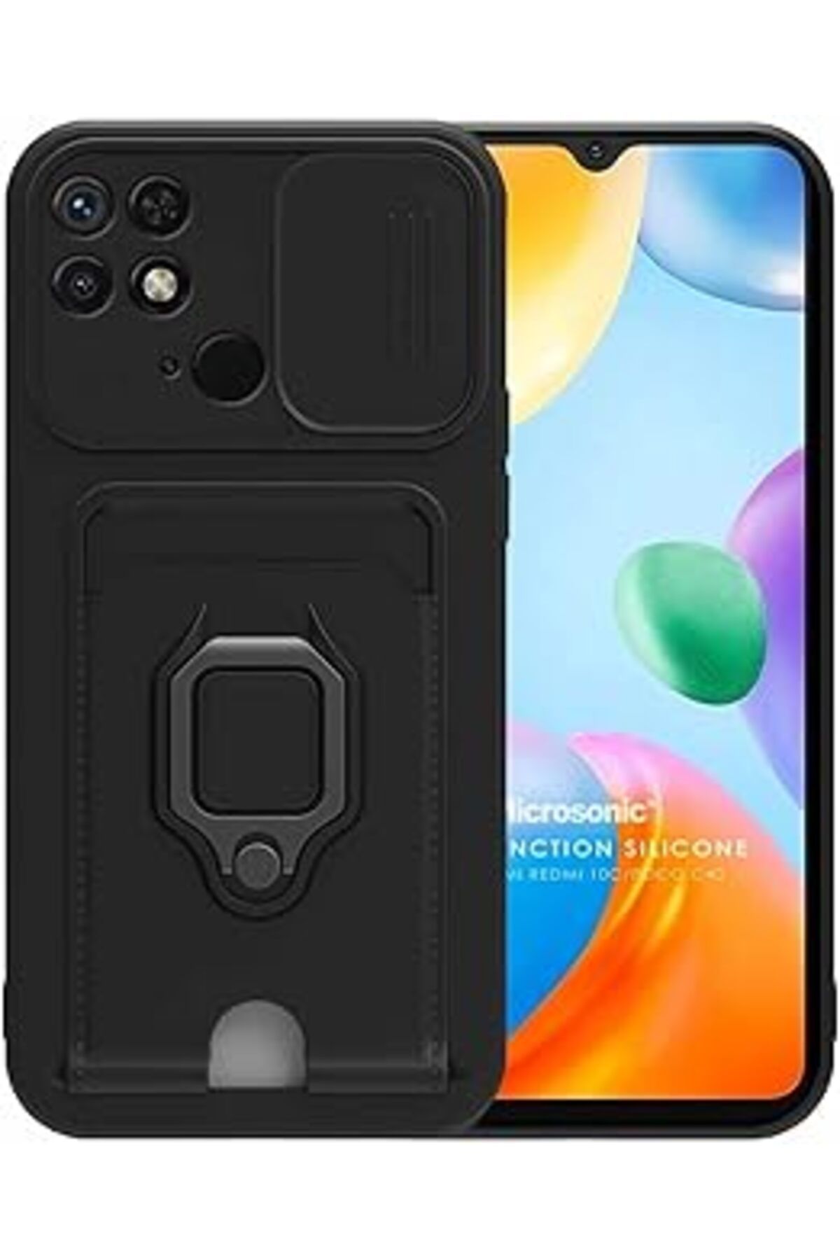 Pazarcan Microsonic Xiaomi Poco C40 Için Kılıf Multifunction Silicone Siyah [Poco C40 Ile Uyumlu Kılıf - Siy