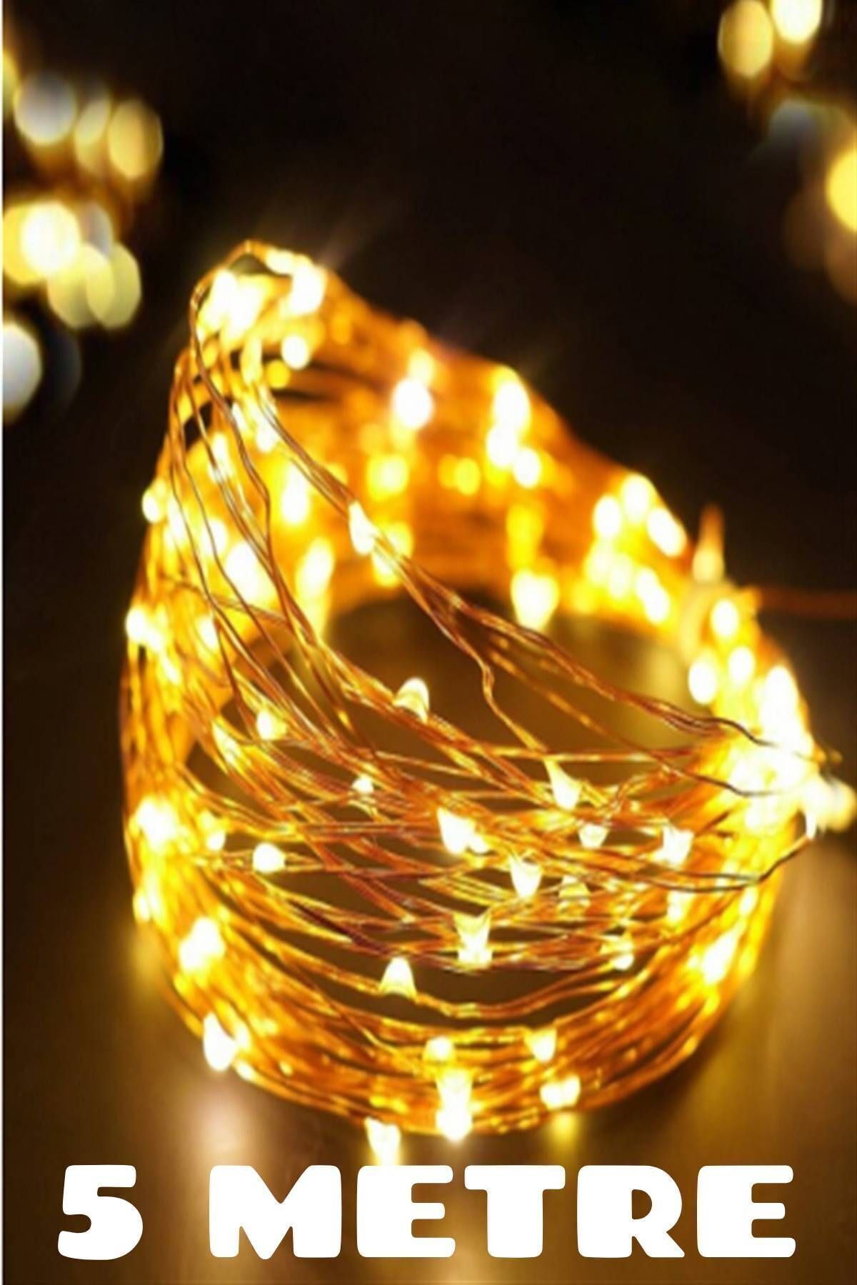 Leddünyası 5 Metre Dekoratif Peri Led Işık Gün Işığı Rengi Pilli