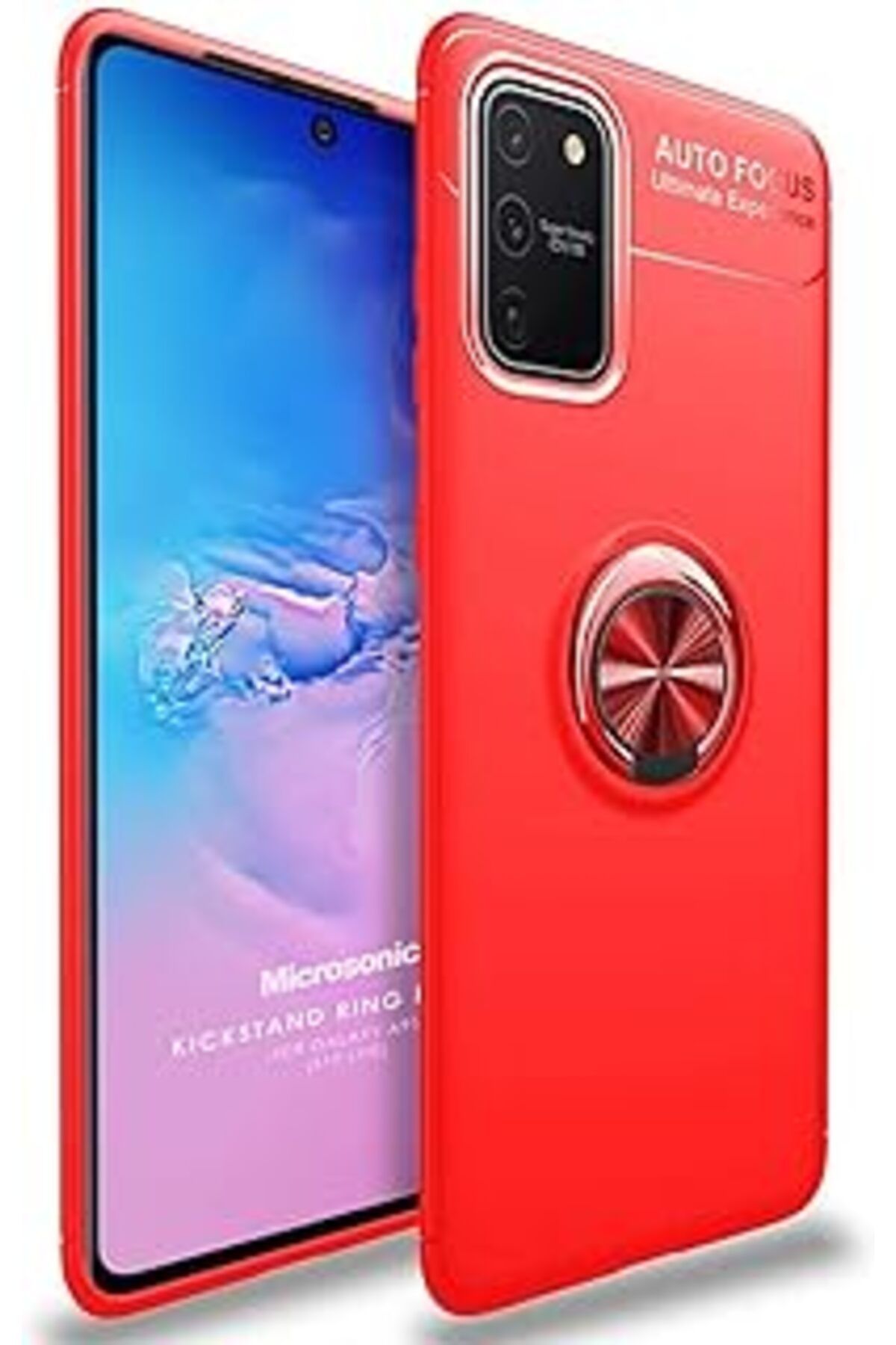 Karachil Microsonic Samsung Galaxy A91 Için Kılıf Kickstand Ring Holder Kırmızı [Galaxy A91 Ile Uyumlu Kılıf