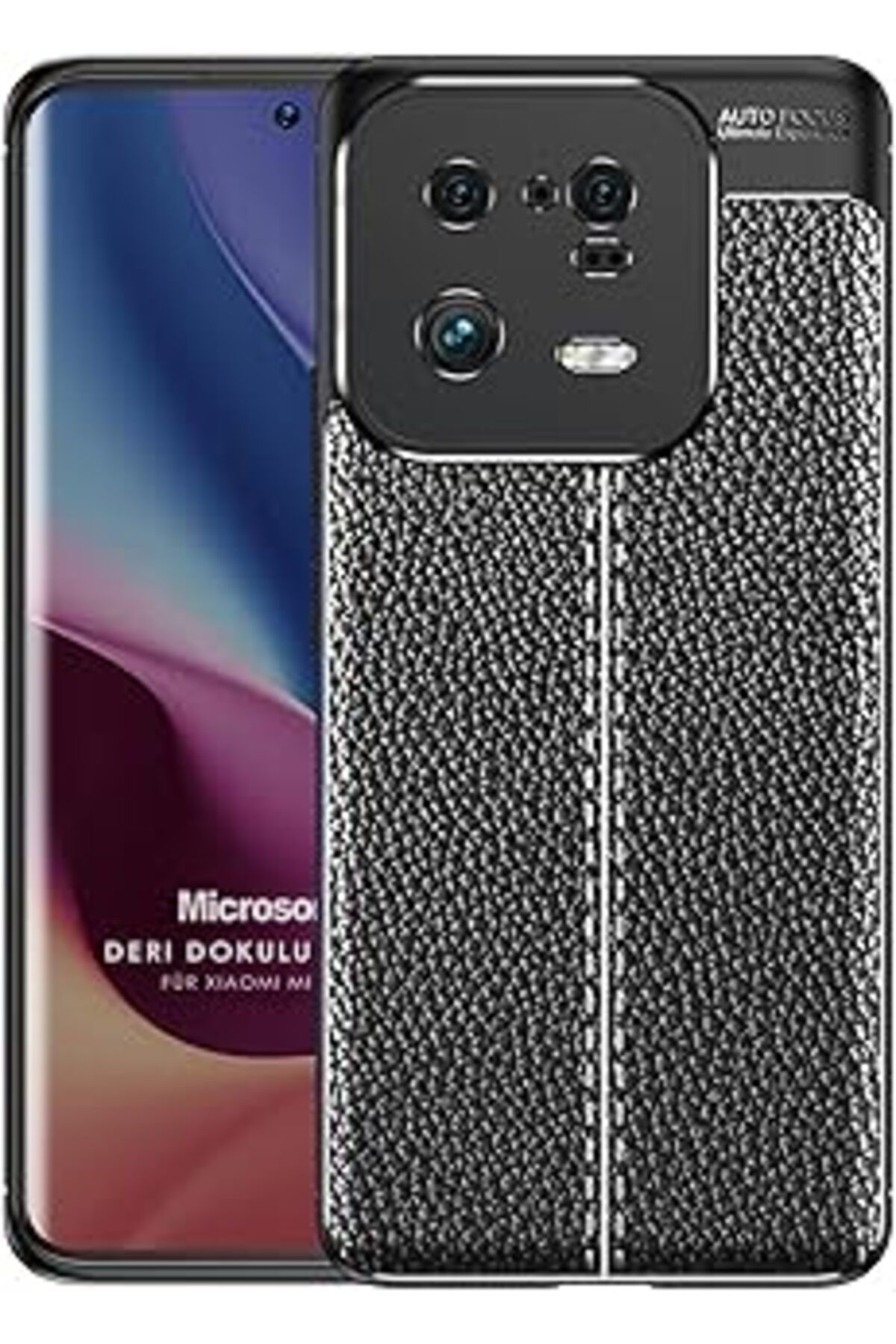 Pazarcan Microsonic Mi 13 Pro Kılıf Deri Dokulu Silikon Siyah [Mi 13 Pro Ile Uyumlu Kılıf - Siyah]