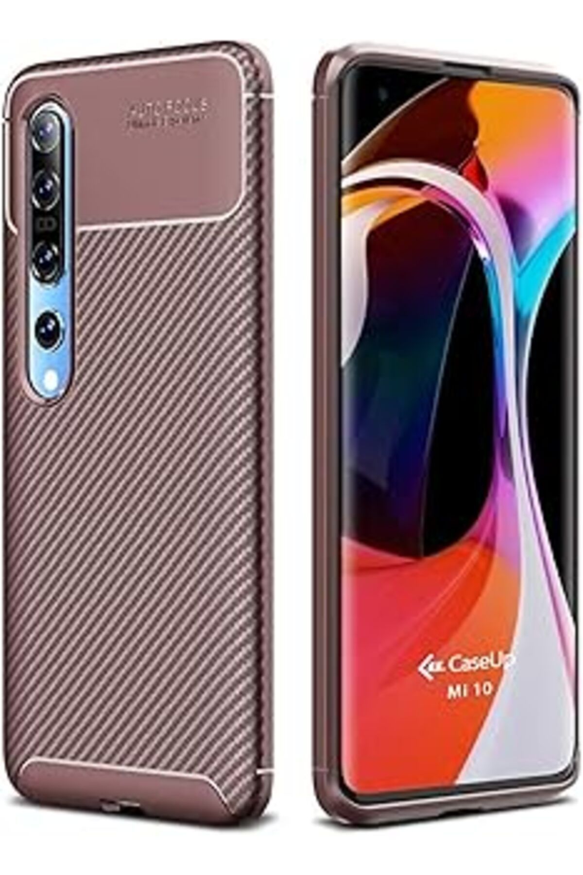 Karachil Caseup Xiaomi Mi 10 Uyumlu Kılıf, Caseup Fiber Design Kahverengi