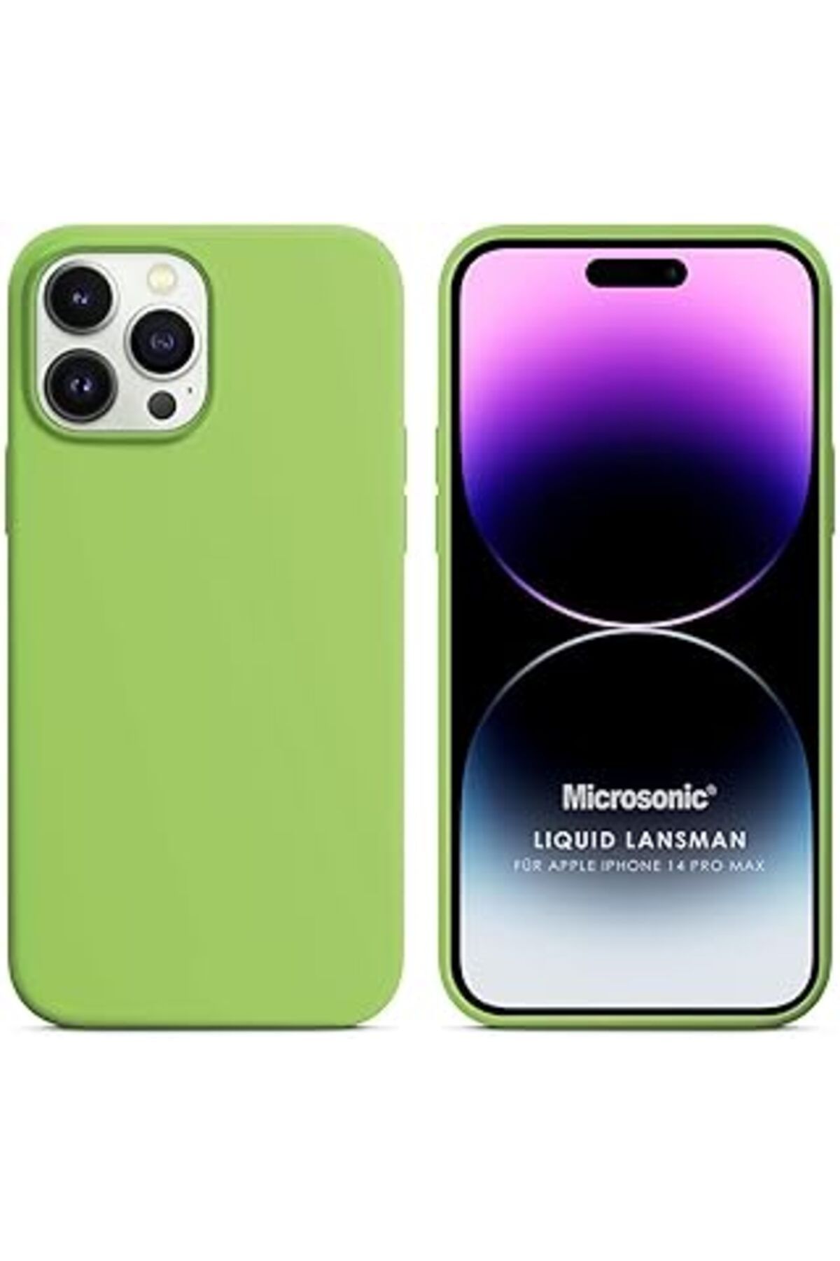 Pazarcan Microsonic Iphone 14 Pro Max Kılıf Liquid Lansman Silikon Açık Yeşil [Iphone 14 Pro Max Ile Uyumlu