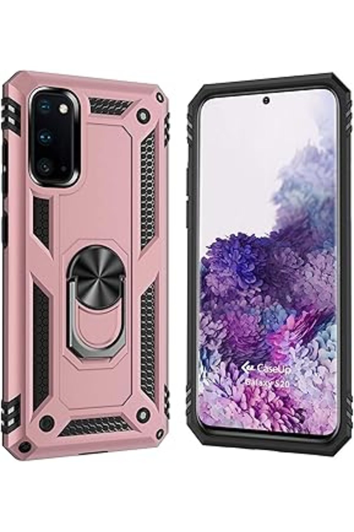 Pazarcan Caseup Samsung Galaxy S20, Caseup Magnetic Ring Holder Uyumlu Kılıf Rose Gold