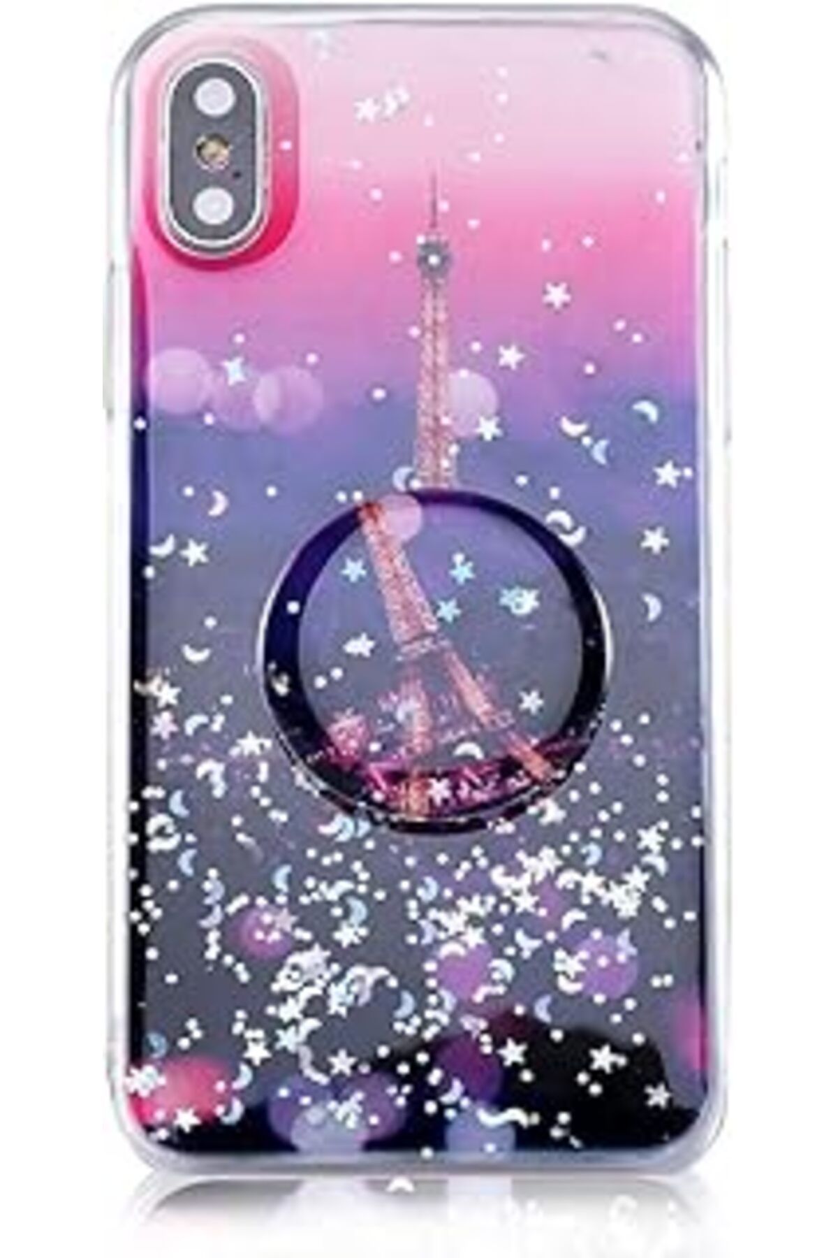 Qedii Kny Apple Iphone Xs Max İçin Kılıf, Pop Socketli Desenli Parlak Vale, Silikon, Çok Renkli