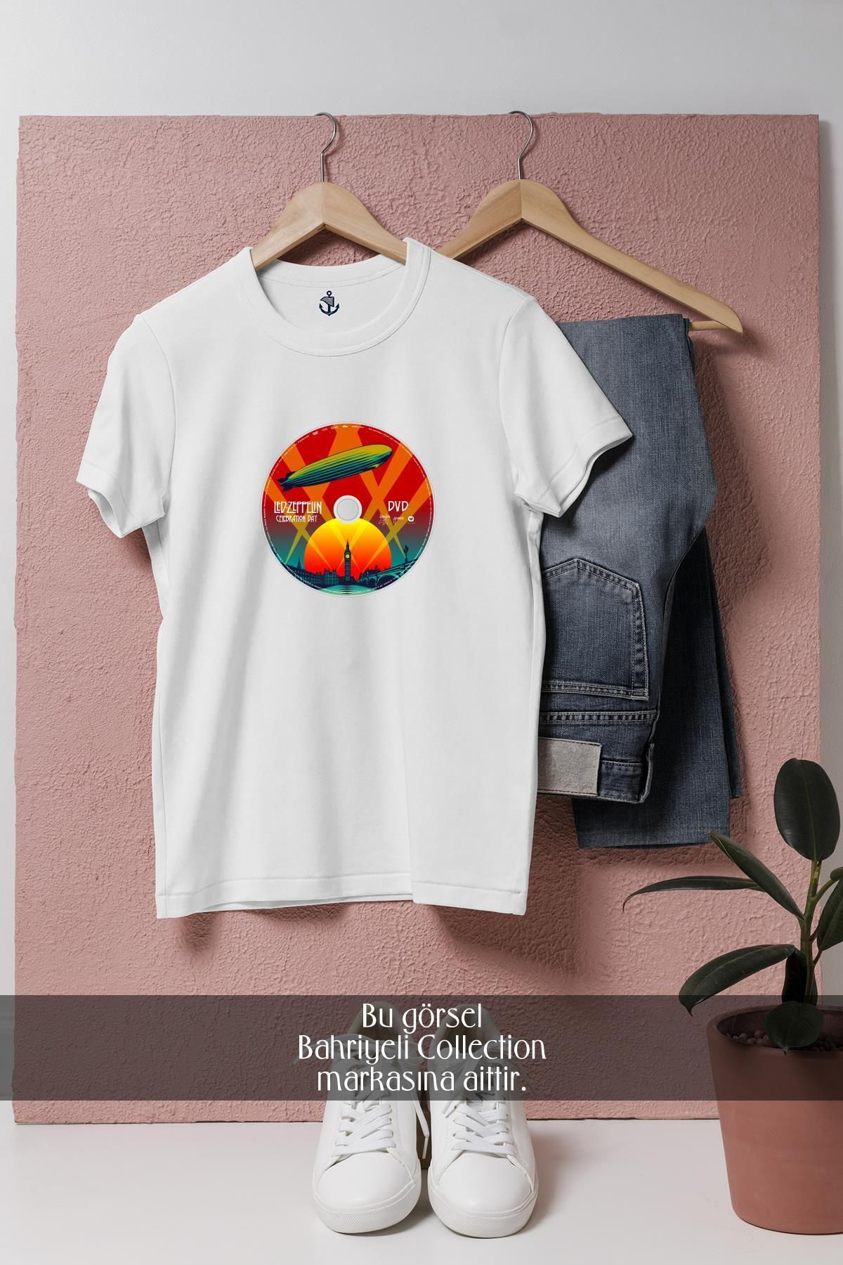 Bahriyeli Collection Oversize Compact Disc Led Zeppelin Tasarımlı Unisex T-Shirt