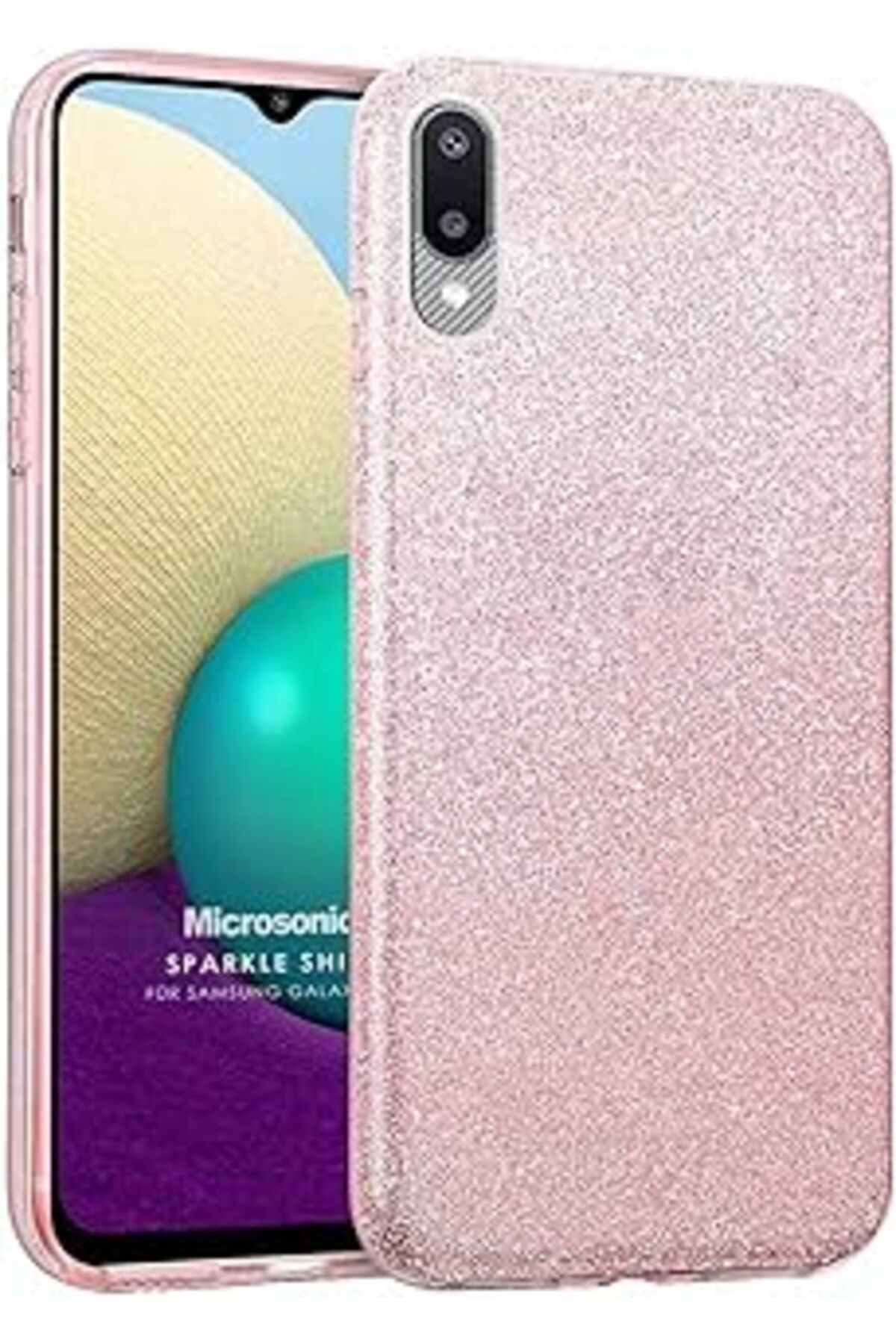 Pazarcan Microsonic Galaxy A02 Kılıf Sparkle Shiny Rose Gold