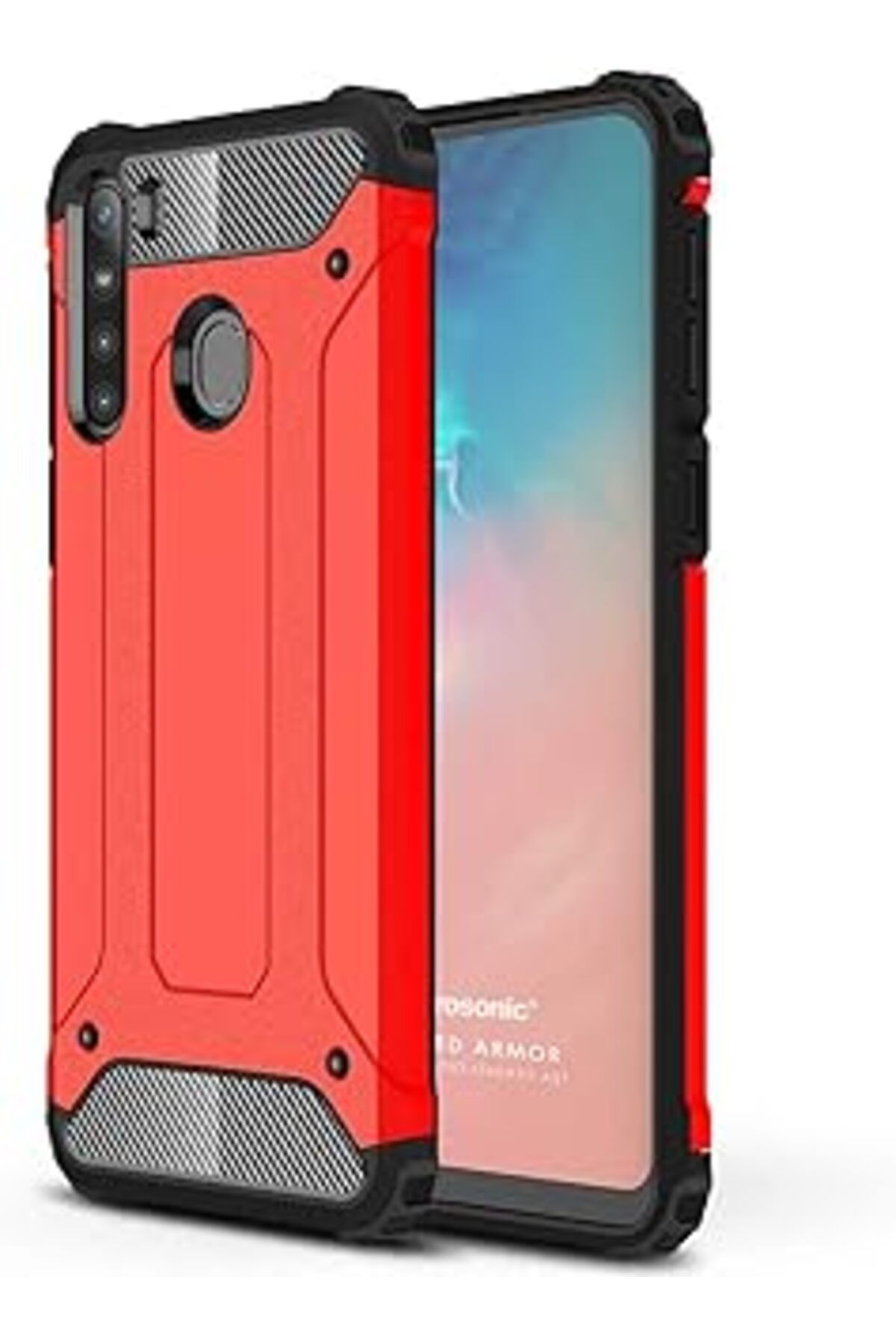 Pazarcan Microsonic Galaxy A21 Kılıf Rugged Armor Kırmızı [Galaxy A21 Ile Uyumlu Kılıf - Kırmızı]