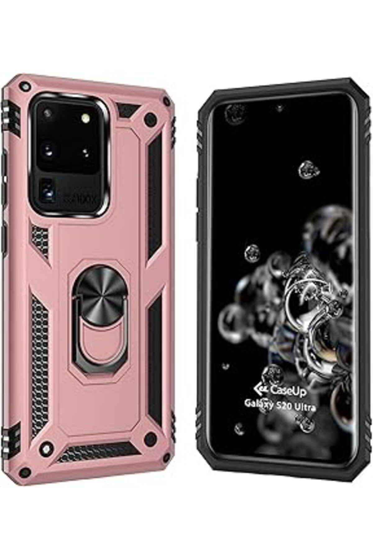 Pazarcan Caseup Galaxy S20 Ultra, Caseup Magnetic Ring Uyumlu Kılıf Rose Gold