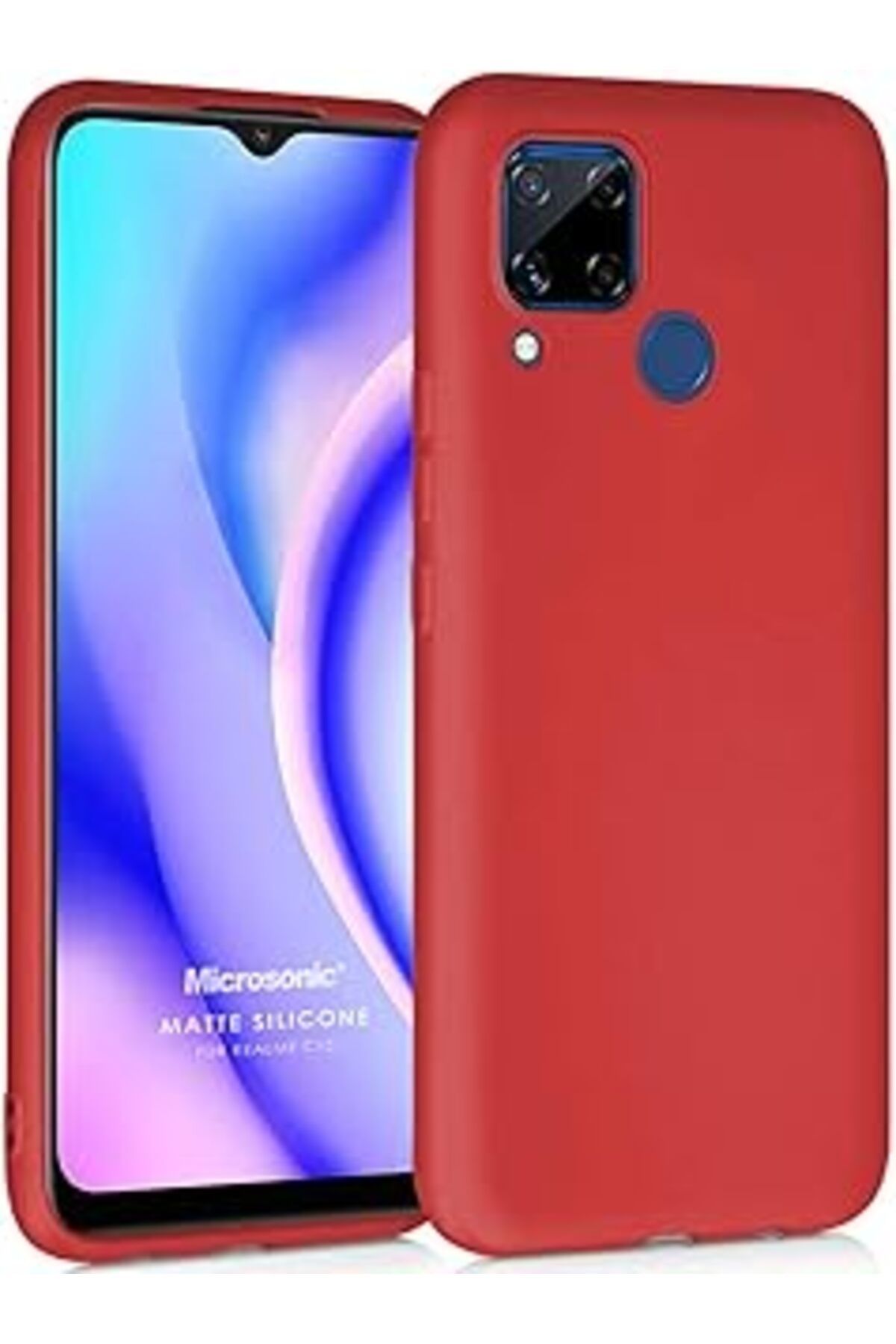 Pazarcan Microsonic Matte Silicone Realme C15 Kılıf Kırmızı [Realme C15 Ile Uyumlu Kılıf - Kırmızı]