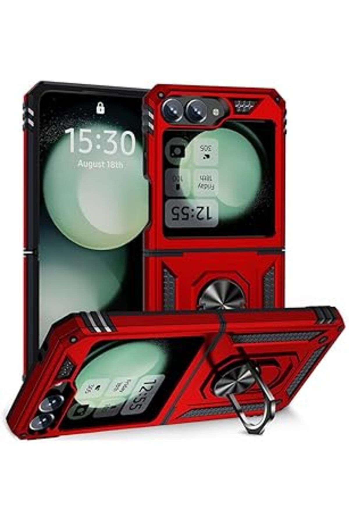 Qedii Zore Galaxy Ile Uyumlu Z Flip 6 Kılıf Zore Vega Kapak Kırmızı