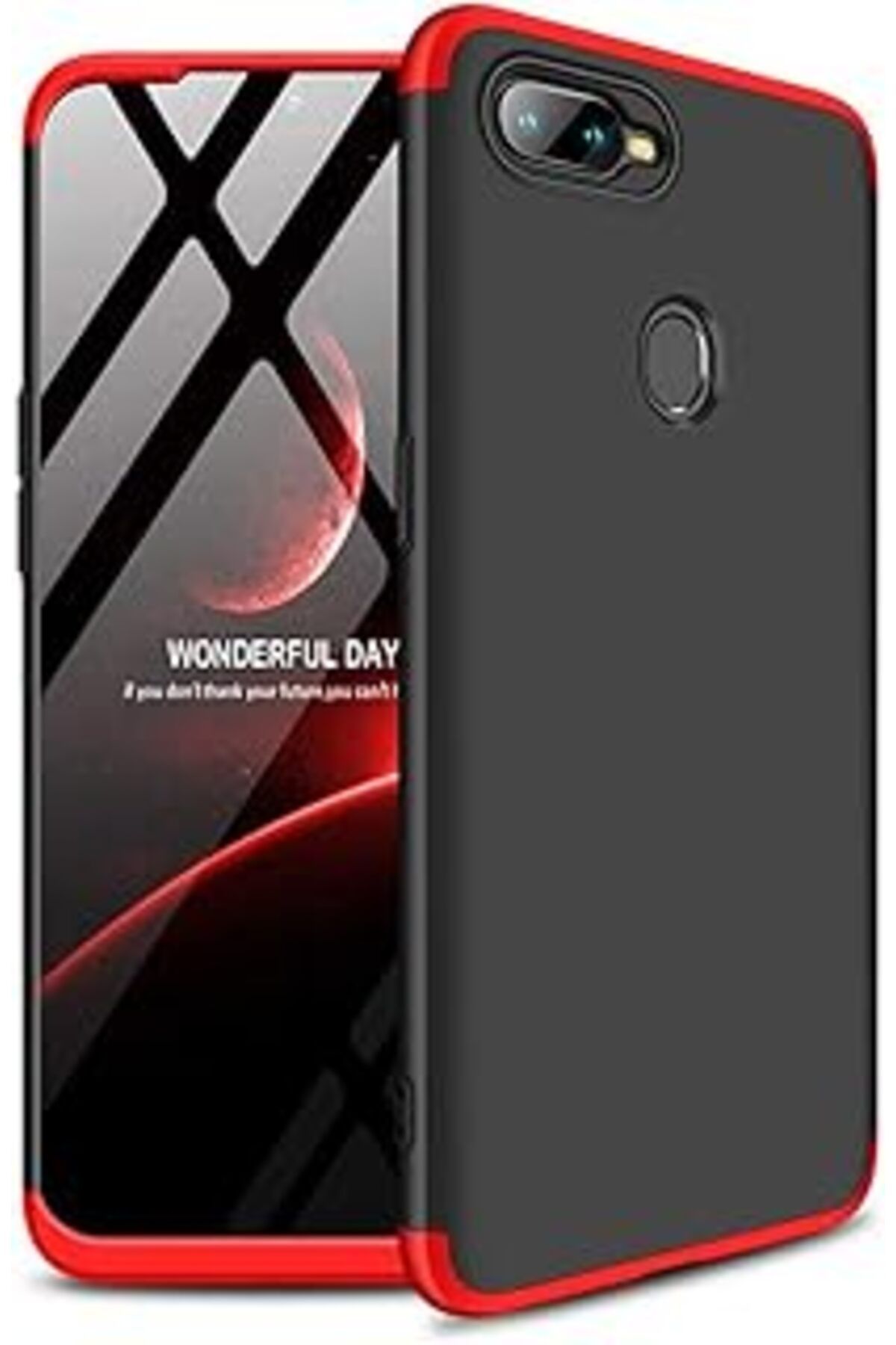 Qedii Microsonic Oppo F9 / F9 Pro Için Kılıf Double Dip 360 Protective Siyah Kırmızı [F9 / F9 Pro Ile Uyu