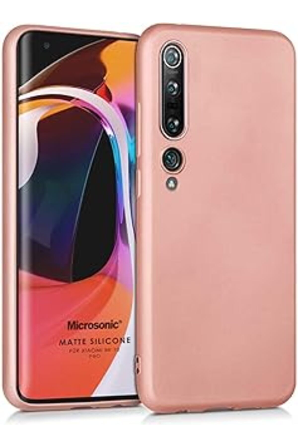 Pazarcan Microsonic Matte Silicone Xiaomi Mi 10 Pro Için Kılıf Rose Gold [Mi 10 Pro Ile Uyumlu Kılıf - Rose