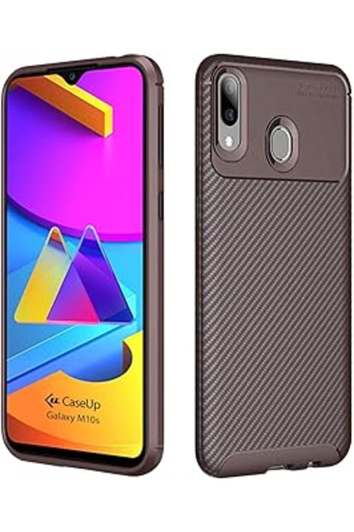 Pazarcan Caseup Galaxy M10s Uyumlu Kılıf, Caseup Fiber Design Kahverengi