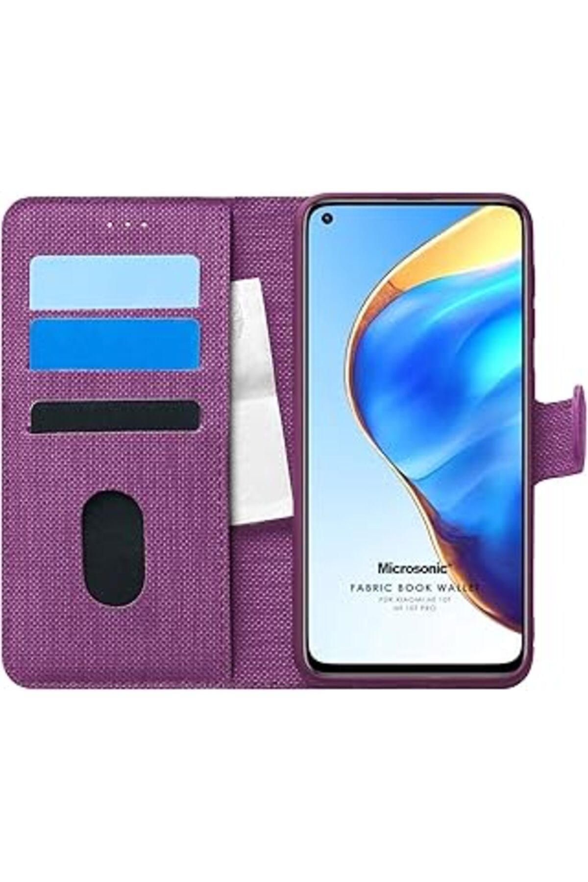 Pazarcan Microsonic Mi 10T Kılıf Fabric Book Wallet Mor [Mi 10T Ile Uyumlu Kılıf - Mor]