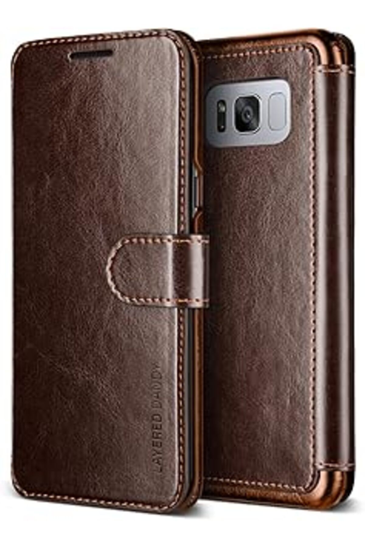 Qedii Vrs Design Vrsdls8P Galaxy S8 Plus Dandy Layered Kılıf, Deri Cüzdan Kılıf Koyu Kahverengi