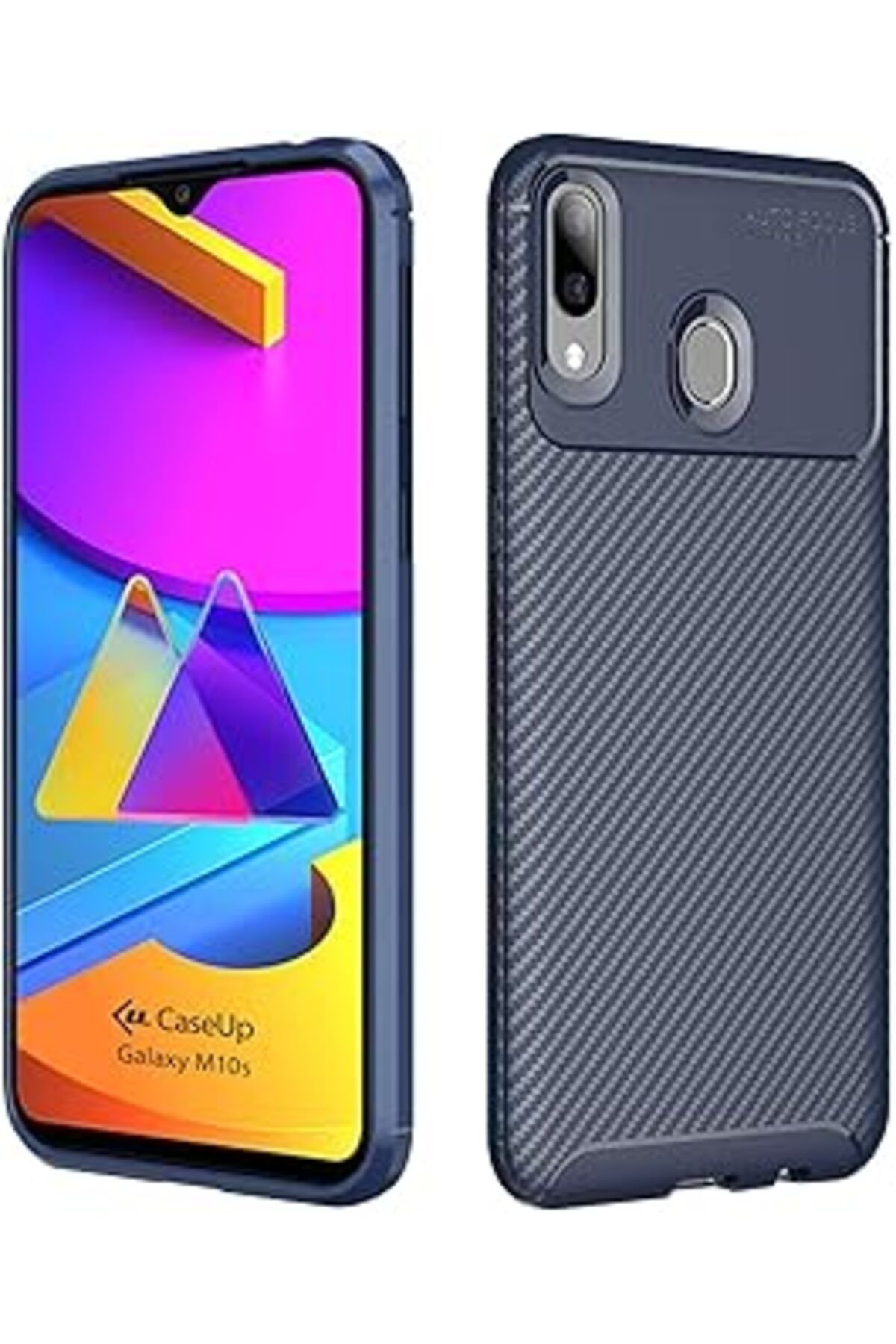 Karachil Caseup Samsung Galaxy M10S Uyumlu Kılıf, Caseup Fiber Design Lacivert
