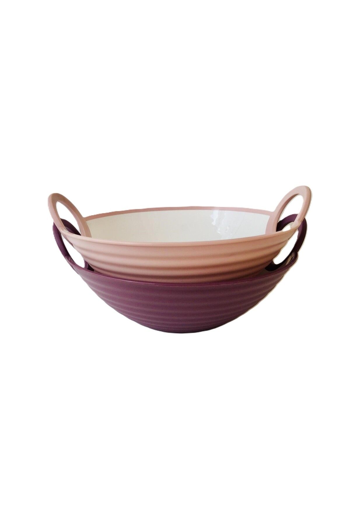 HOBBY LİFE 2'li Büyük Boy Salata Kasesi-2800 ml & 27,3 x 30 x 12.5 cm/ -Mor & Pembe