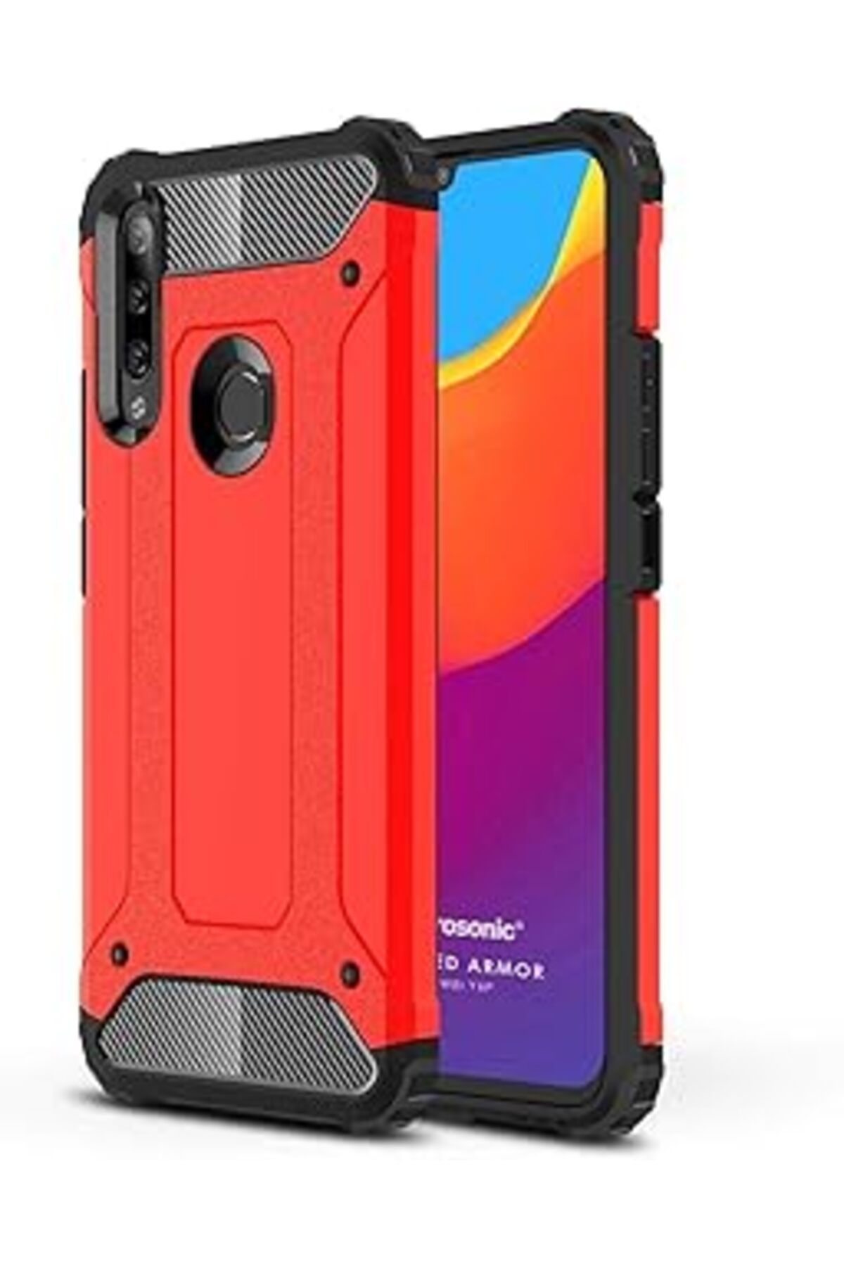 Pazarcan Microsonic Huawei Y6P Kılıf Rugged Armor Kırmızı [Y6P Ile Uyumlu Kılıf - Kırmızı]