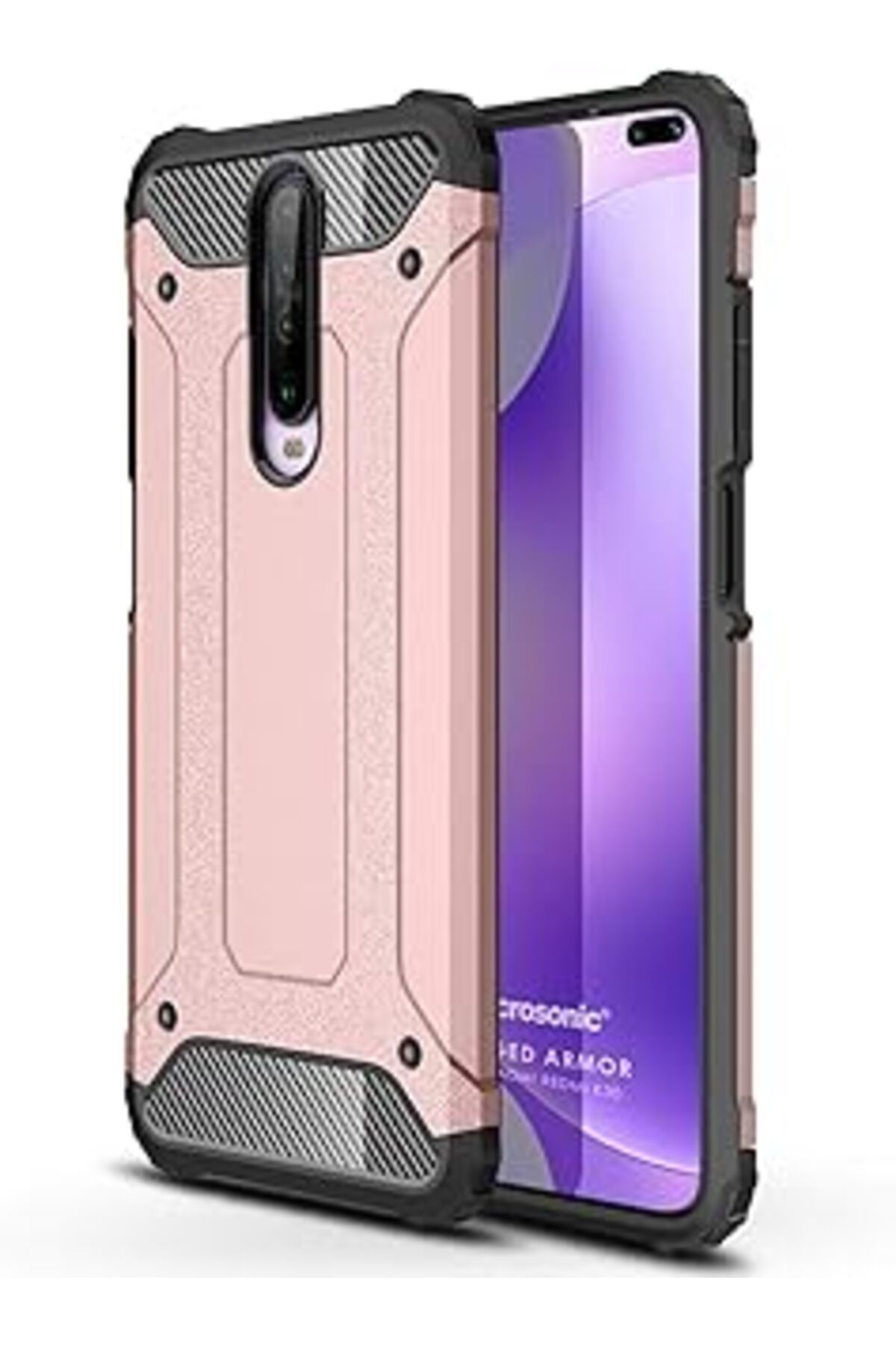 Qedii Microsonic Xiaomi Redmi K30 Için Kılıf Rugged Armor Rose Gold [Redmi K30 Ile Uyumlu Kılıf - Rose Go