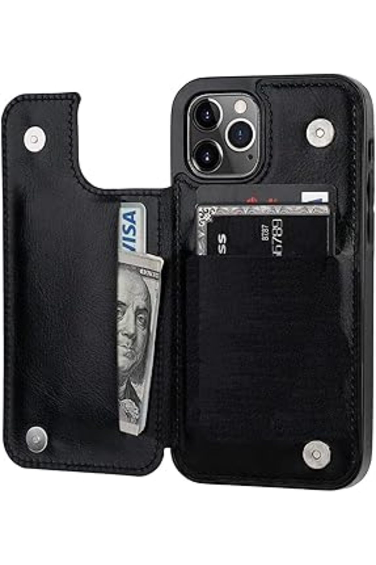 Qedii Iphone 13 Ile Uyumlu Kartlıklı Kılıf Pu Wallet Case Deri Ve Kartvizitli Kapaklı (Kredi Kartı, Kimli
