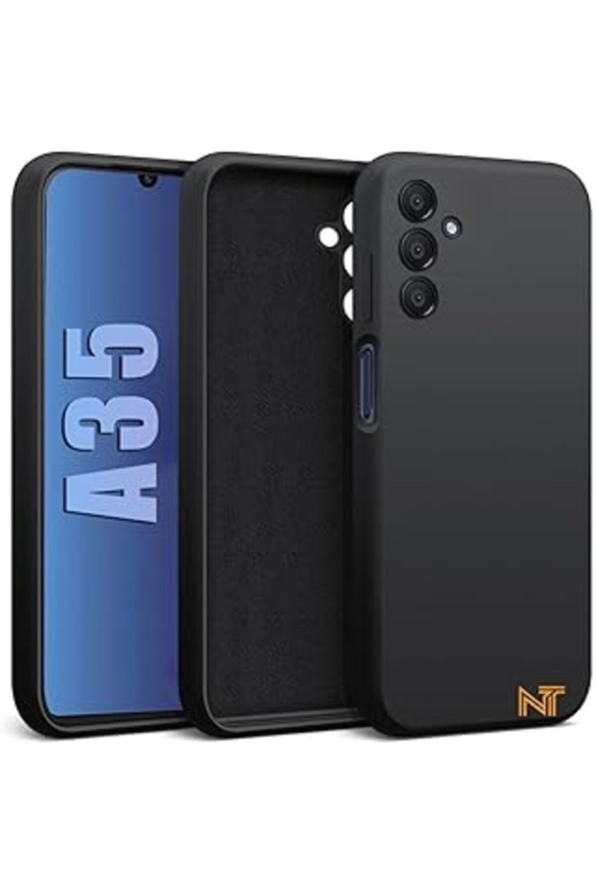 Karachil Constrain Samsung Galaxy A35 Ile Uyumlu Kadife Astarlı Siyah Mat Silikon Kılıf – İnce & Esnek, Leke