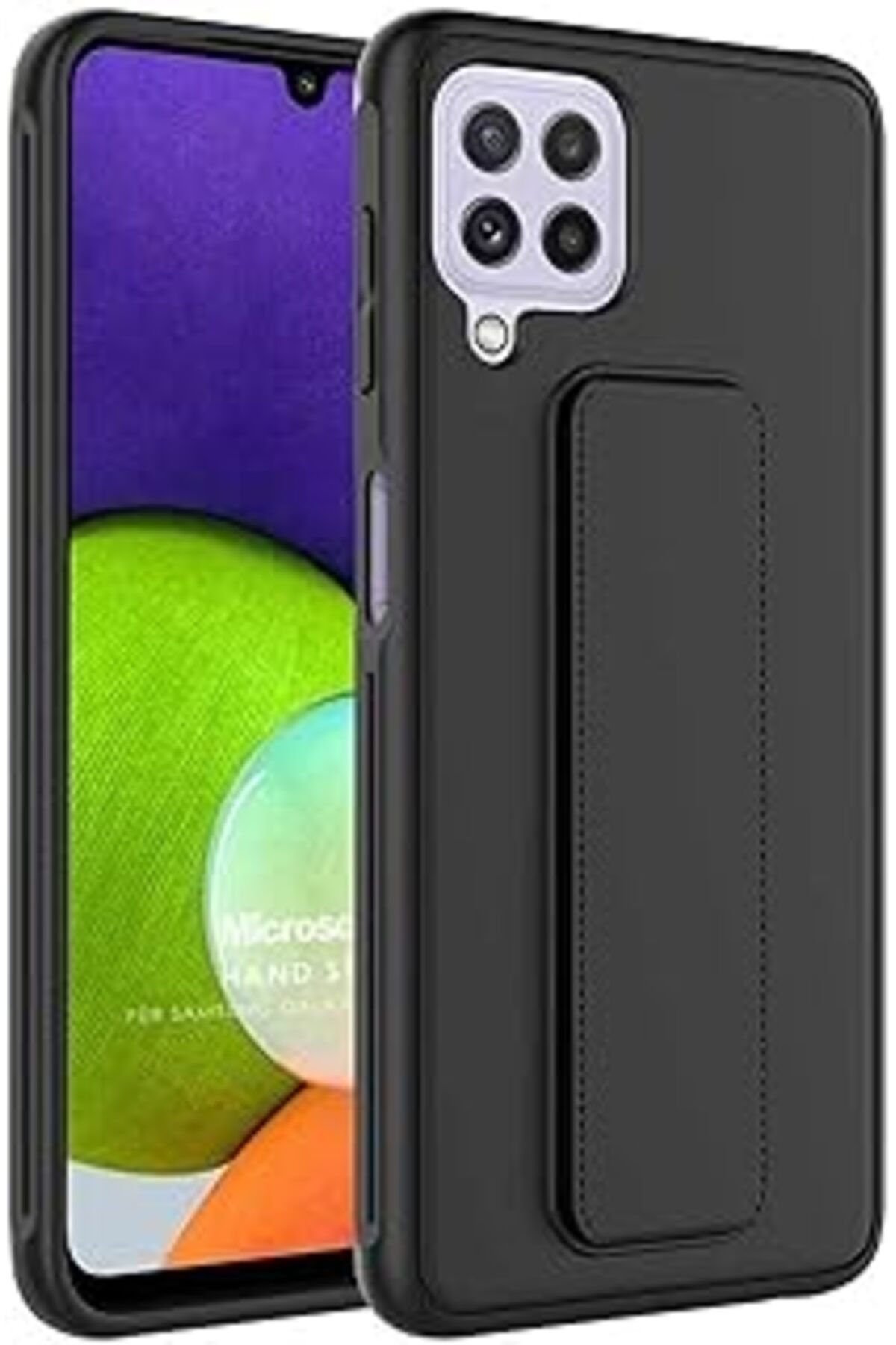 Pazarcan Microsonic Galaxy M32 4G Kılıf Hand Strap Siyah [Galaxy M32 4G Ile Uyumlu Kılıf - Siyah]