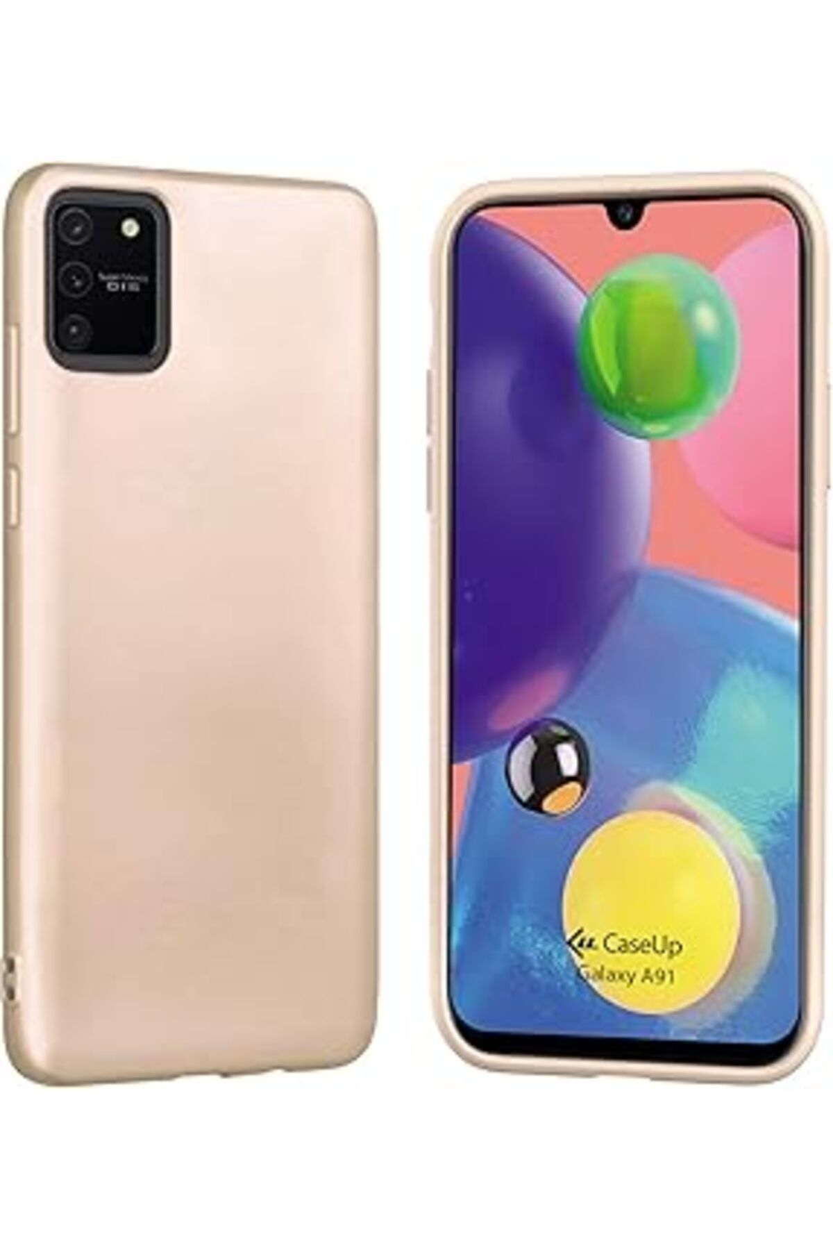 Qedii Caseup Samsung Galaxy A91 Uyumlu Kılıf, Caseup Matte Surface Gold